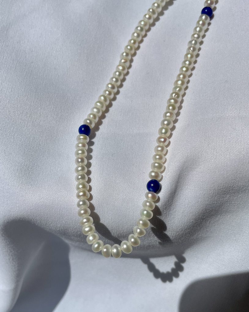 Collier Perles & Lapis-lazuli "Danaë"