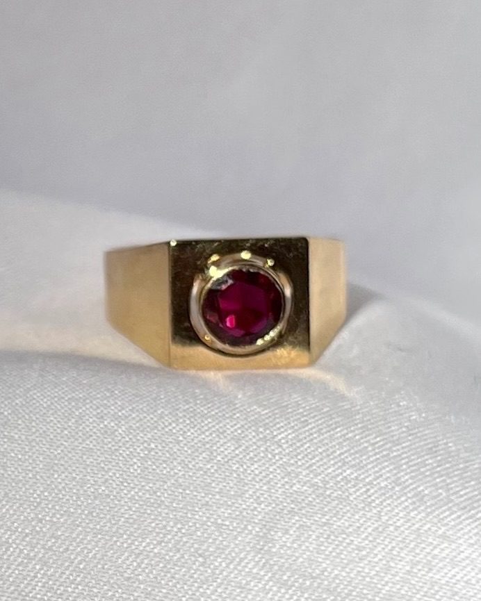 Bague chevalière vintage Grenat "Assia"