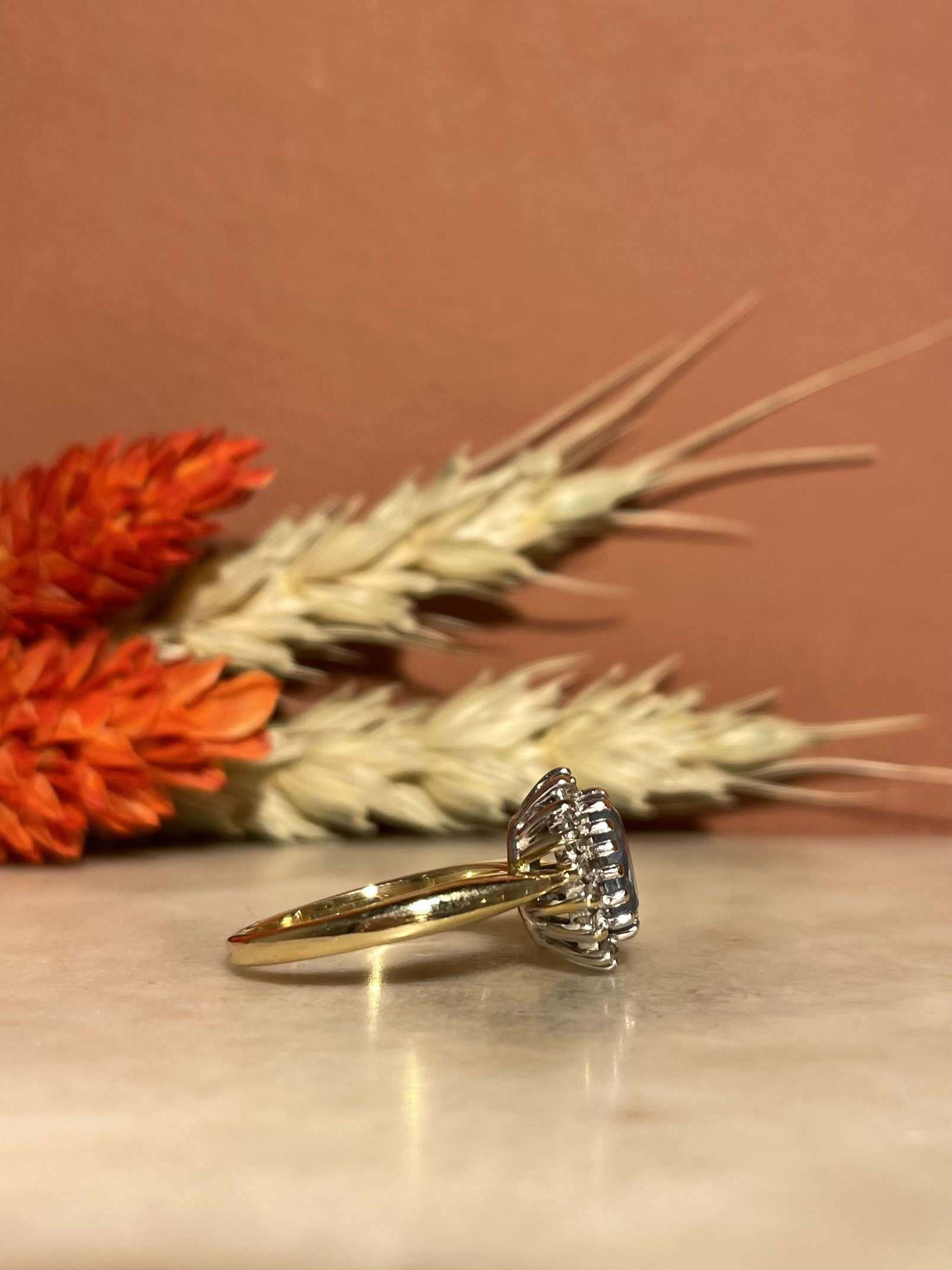 Bague Marguerite Aigue-Marine et Diamants "Aloya"