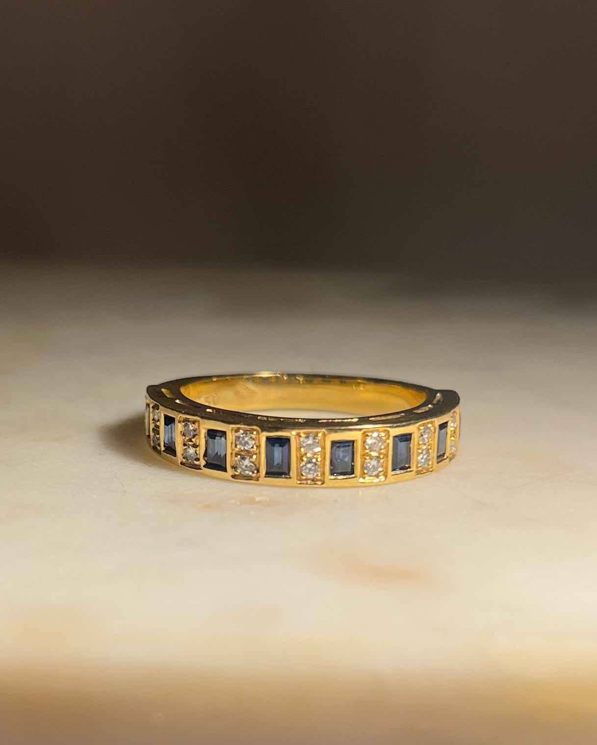 Alliance vintage saphirs & diamants "Siloé" - Elliade Paris