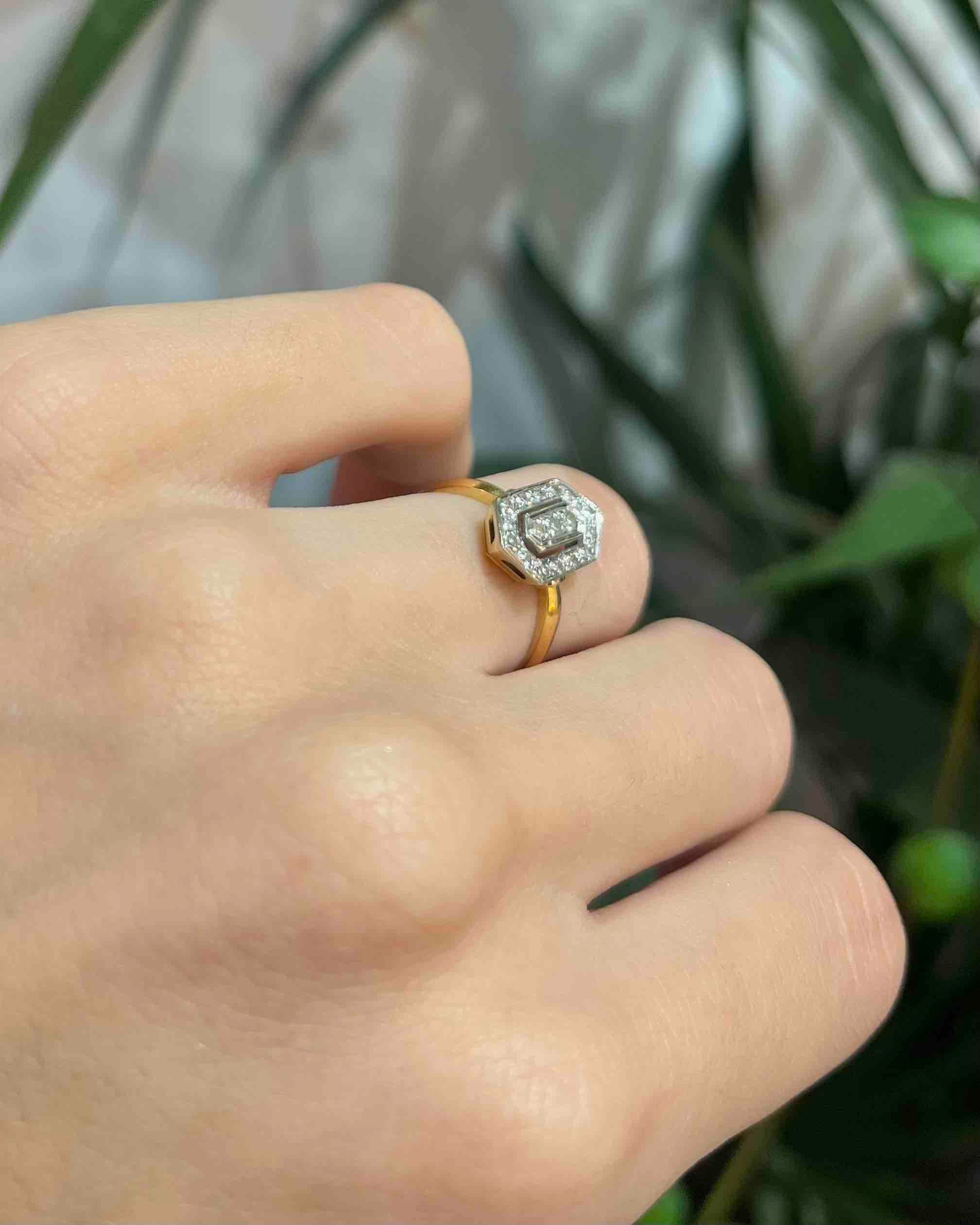 Art Deco style ring with diamonds "Khady"