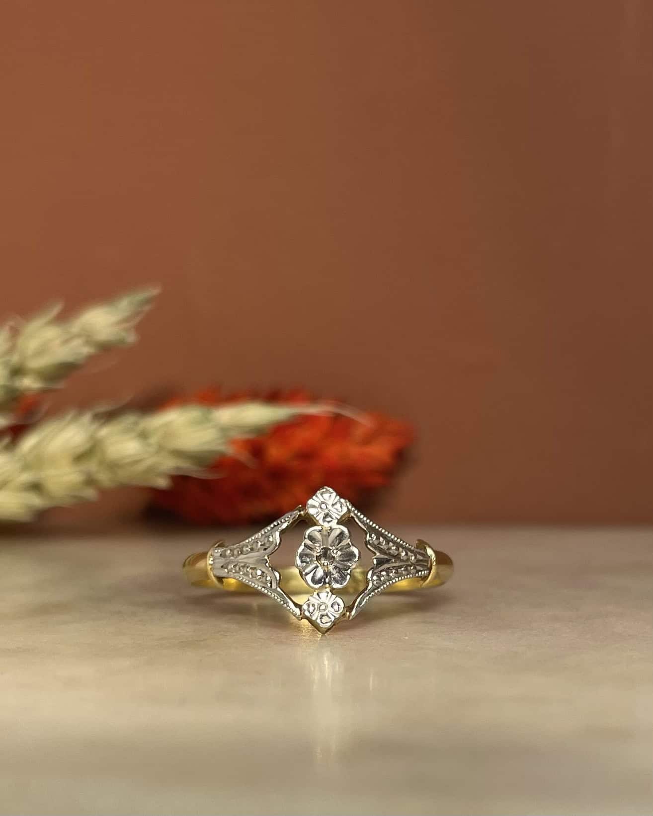 Bague Vintage Art Nouveau Diamant "Aude"