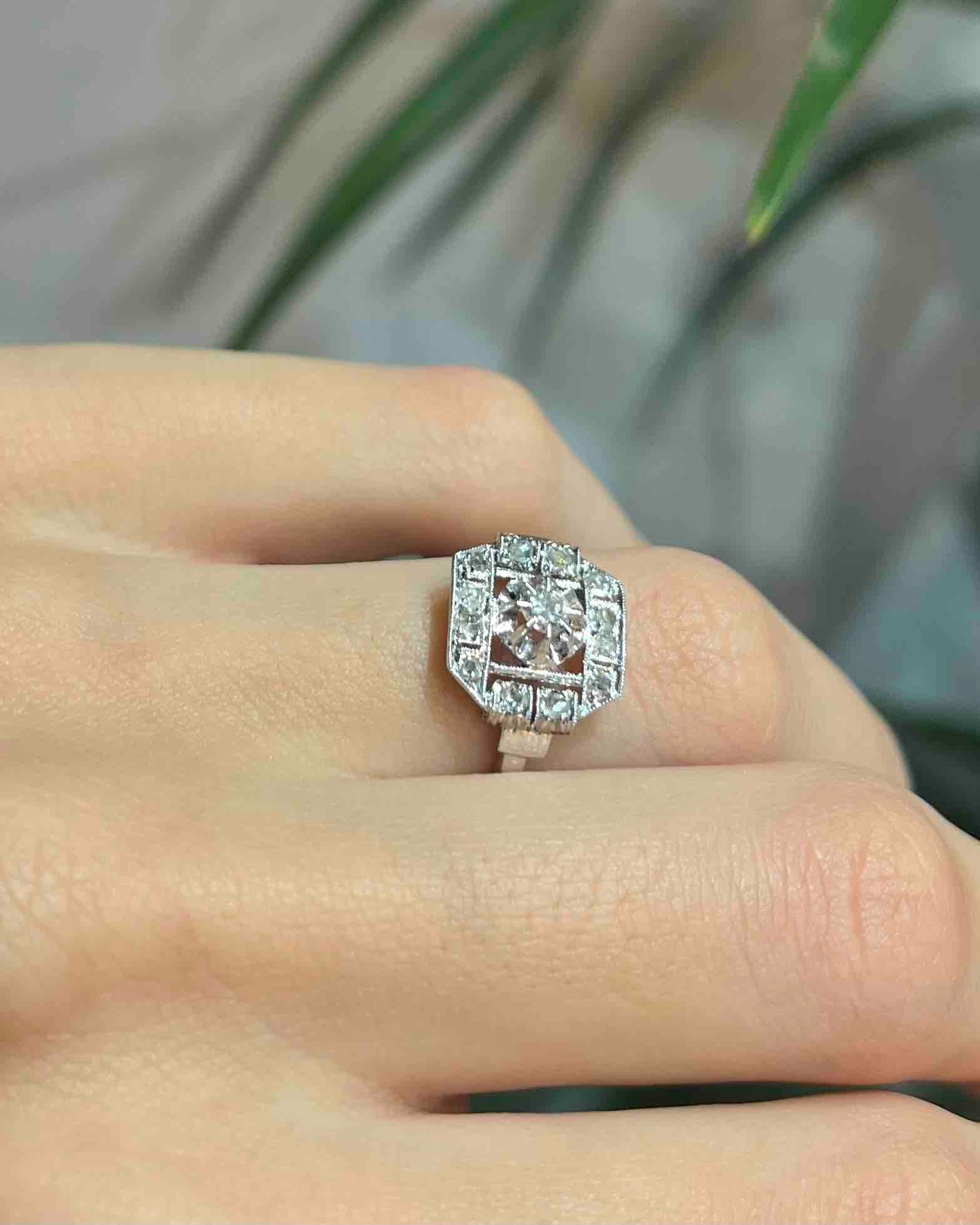 Bague Art-déco 13 Diamants "Eliosa"