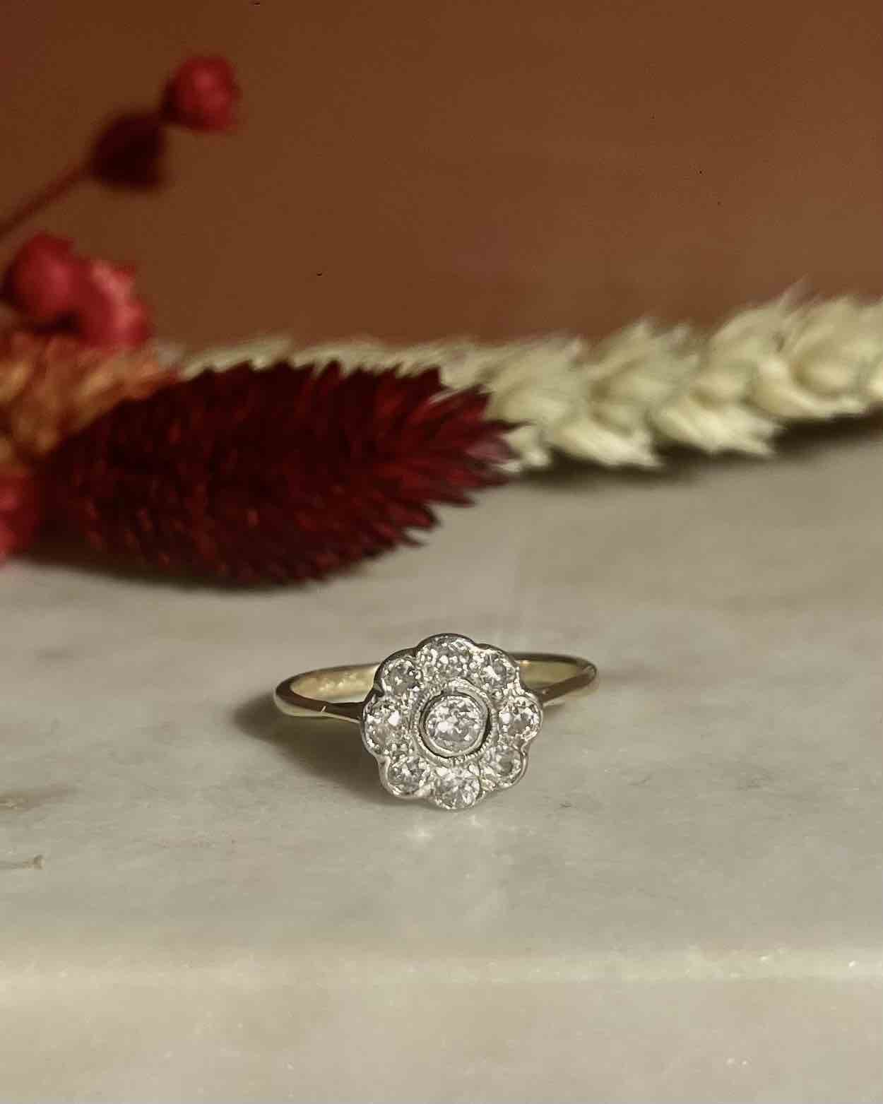 Bague fleur Art déco diamants "Mily"