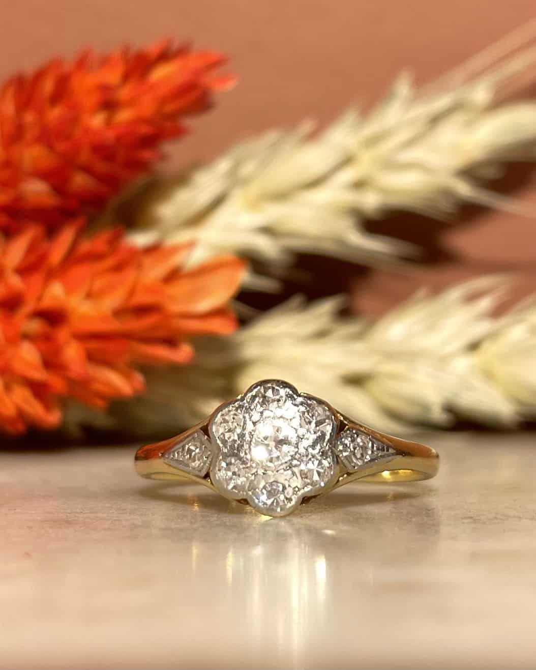 Bague fleur Art Déco Diamants "Lauriane"