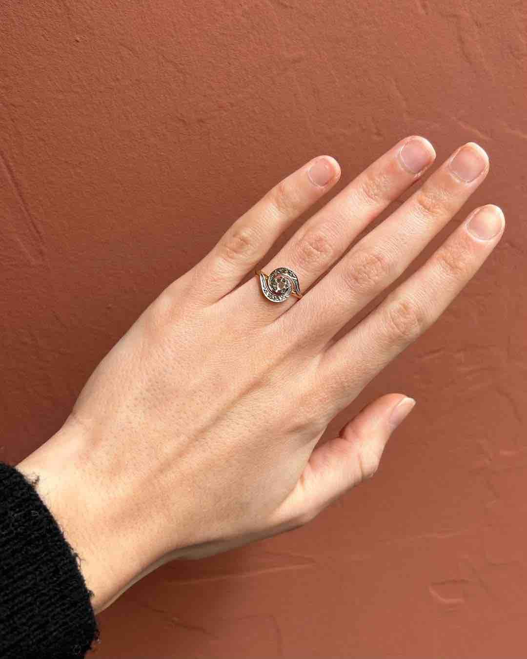 Bague Vintage Tourbillon Diamants "Aube"