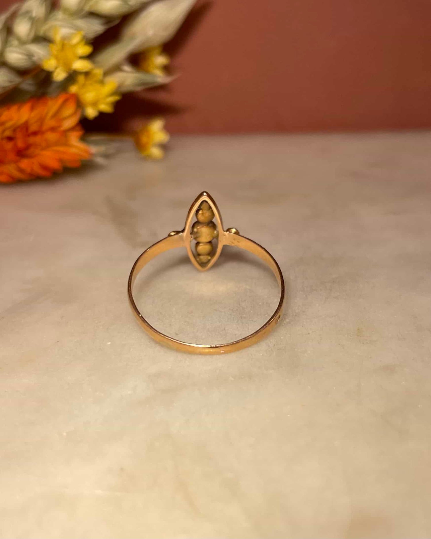 Anillo de perla marquesa "Polena"