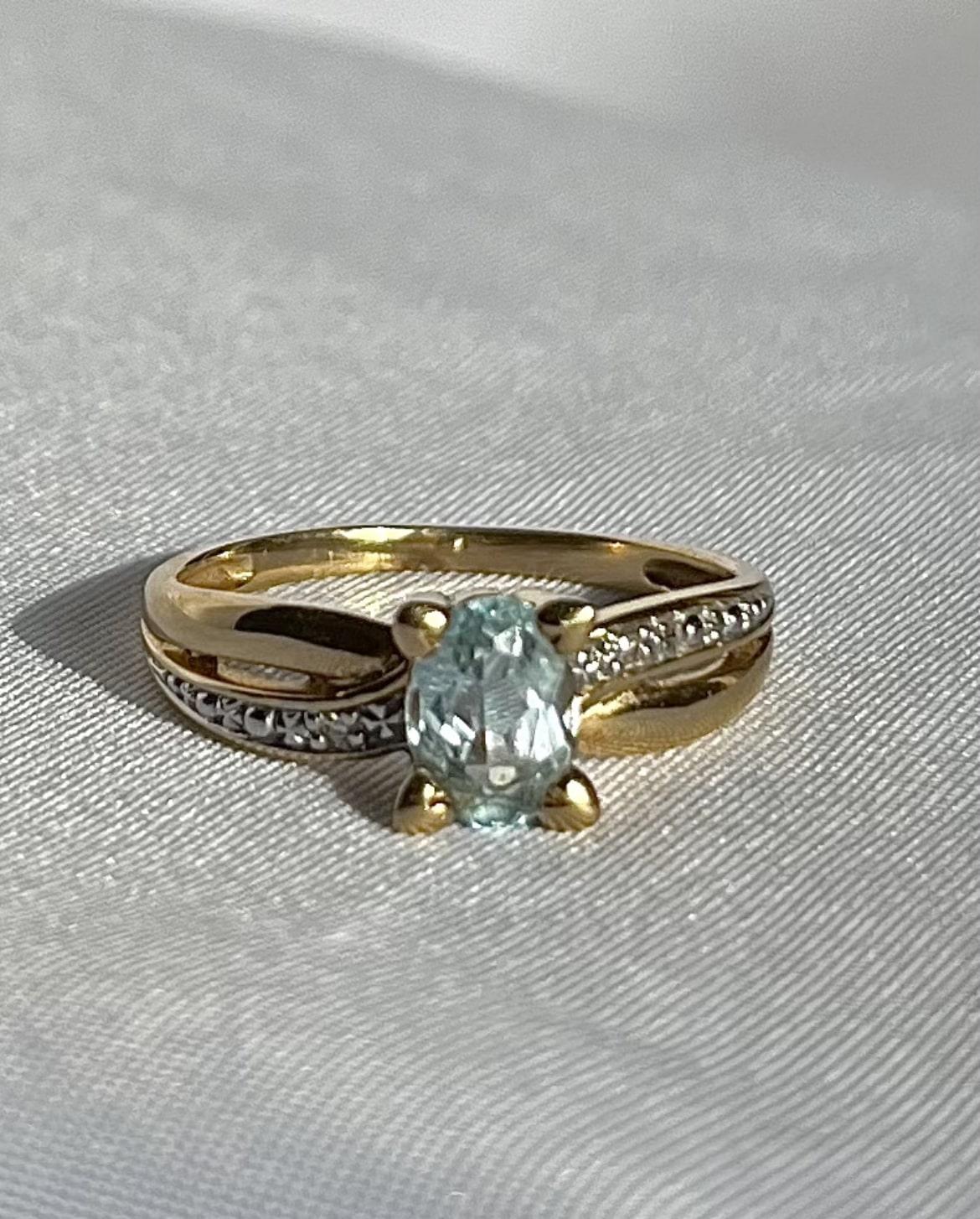 Bague Aigue - Marine & diamants "Zoya" - Elliade Paris