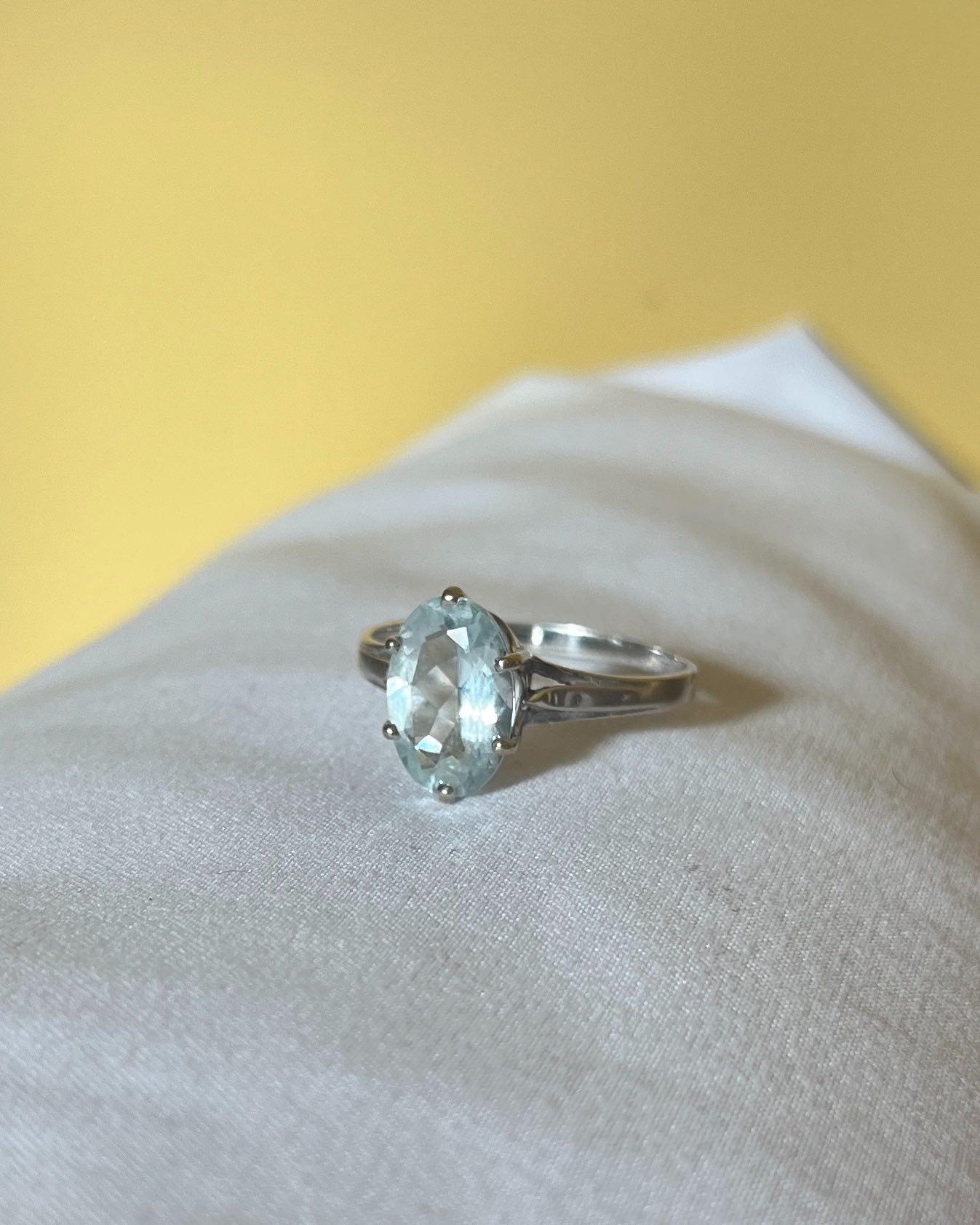 Bague Aigue - Marine vintage "Célicia" - Elliade Paris