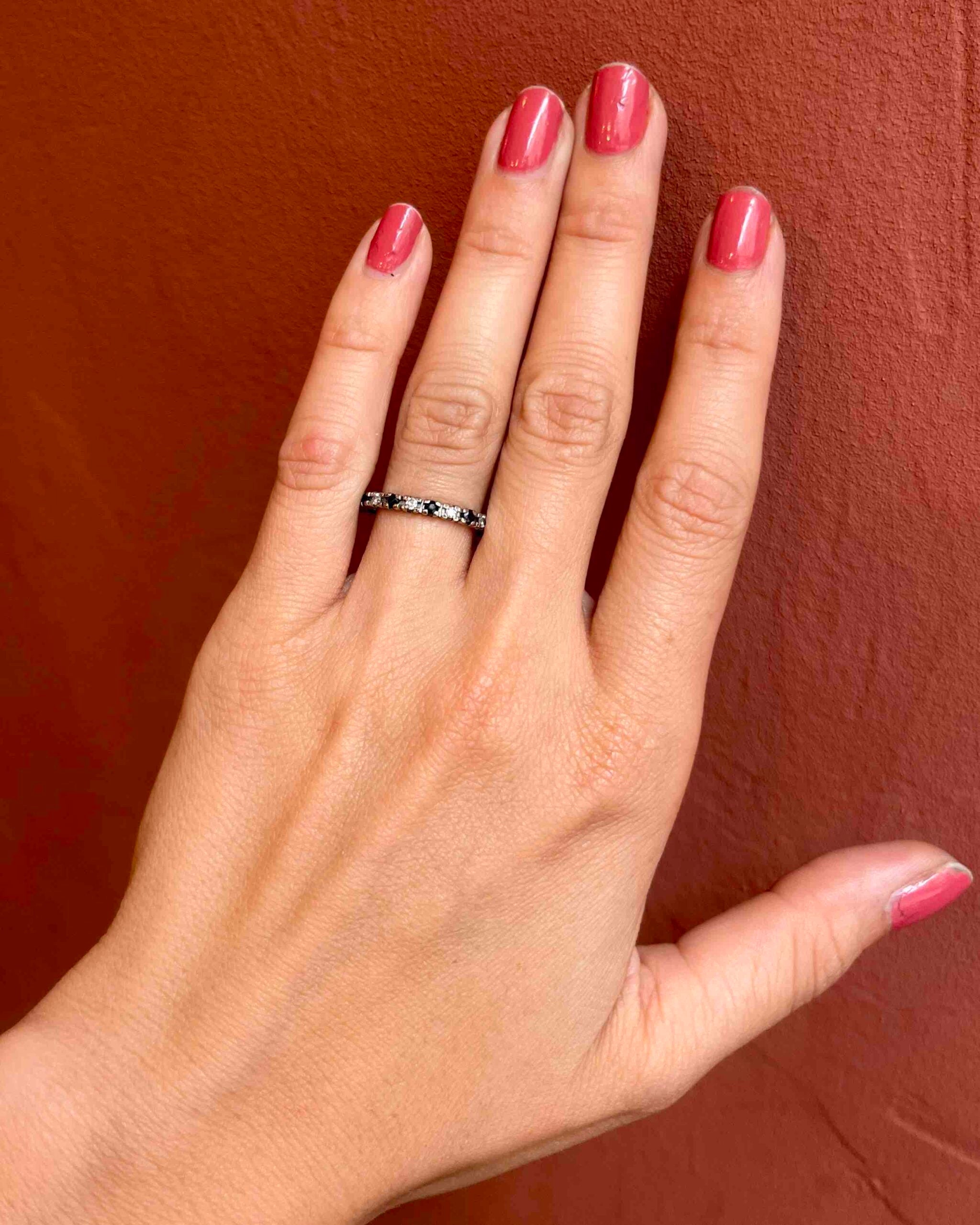 Alianza de bodas "Galia" de zafiro americano y diamantes