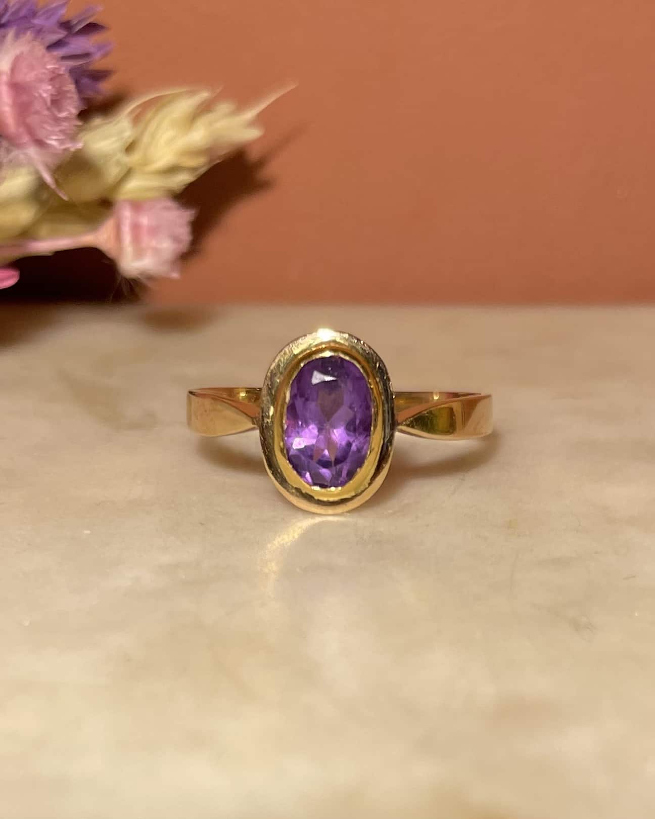 Bague Cocktail Or Améthyste "Azalée"