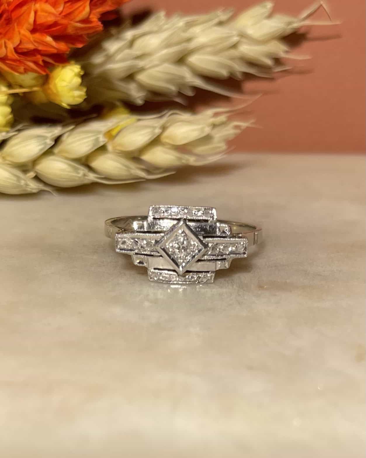 Bague Vintage Art Déco Diamant "Éloine" - Elliade Paris
