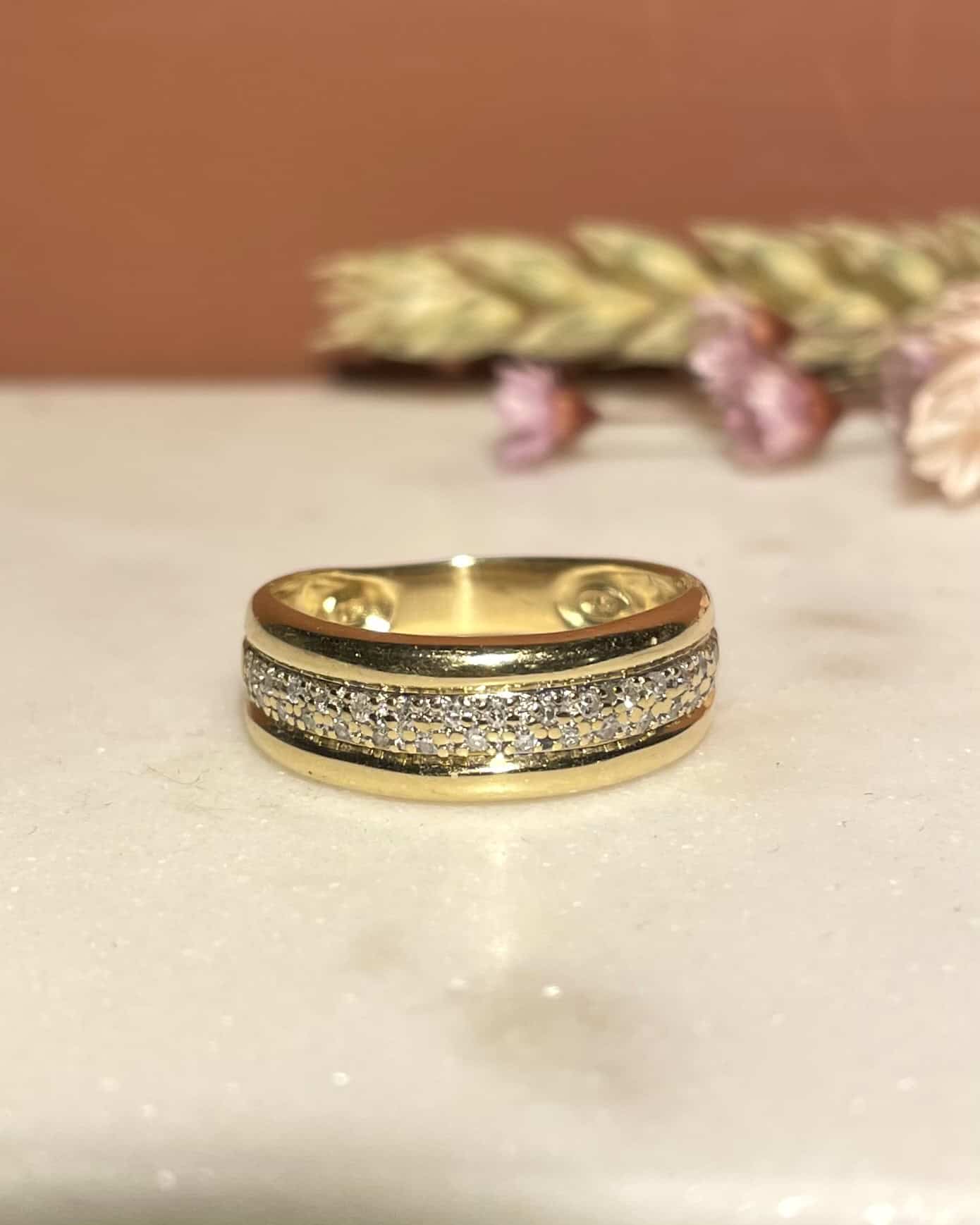 Bague Vintage Jonc Diamants "Deloré" - Elliade Paris