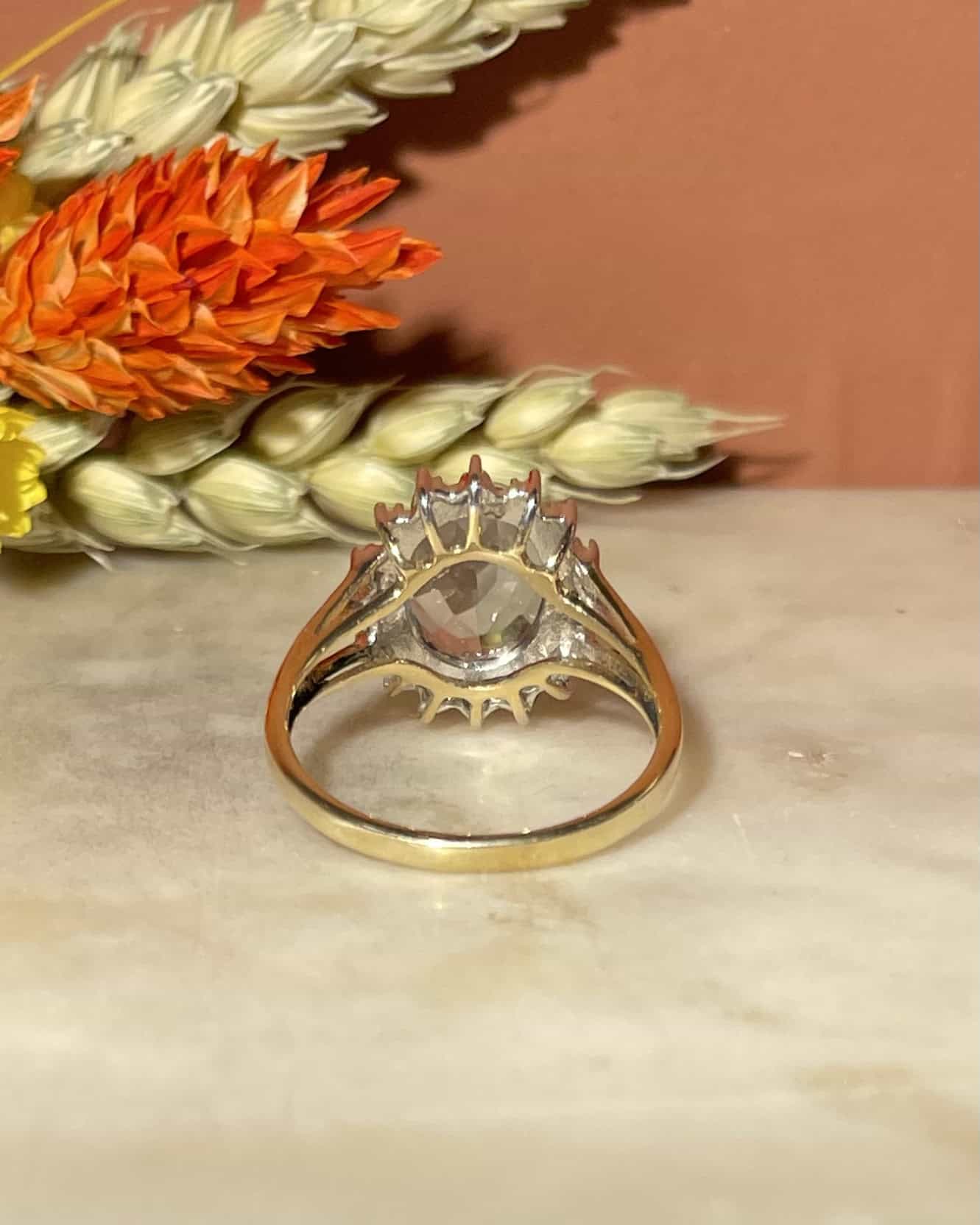 Bague Marguerite Aigue-Marine et Diamants "Jemima"