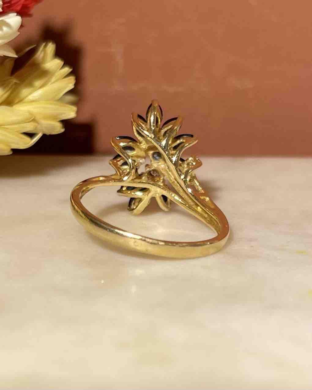 "Millie" Daisy Sapphire Heart Diamond Ring