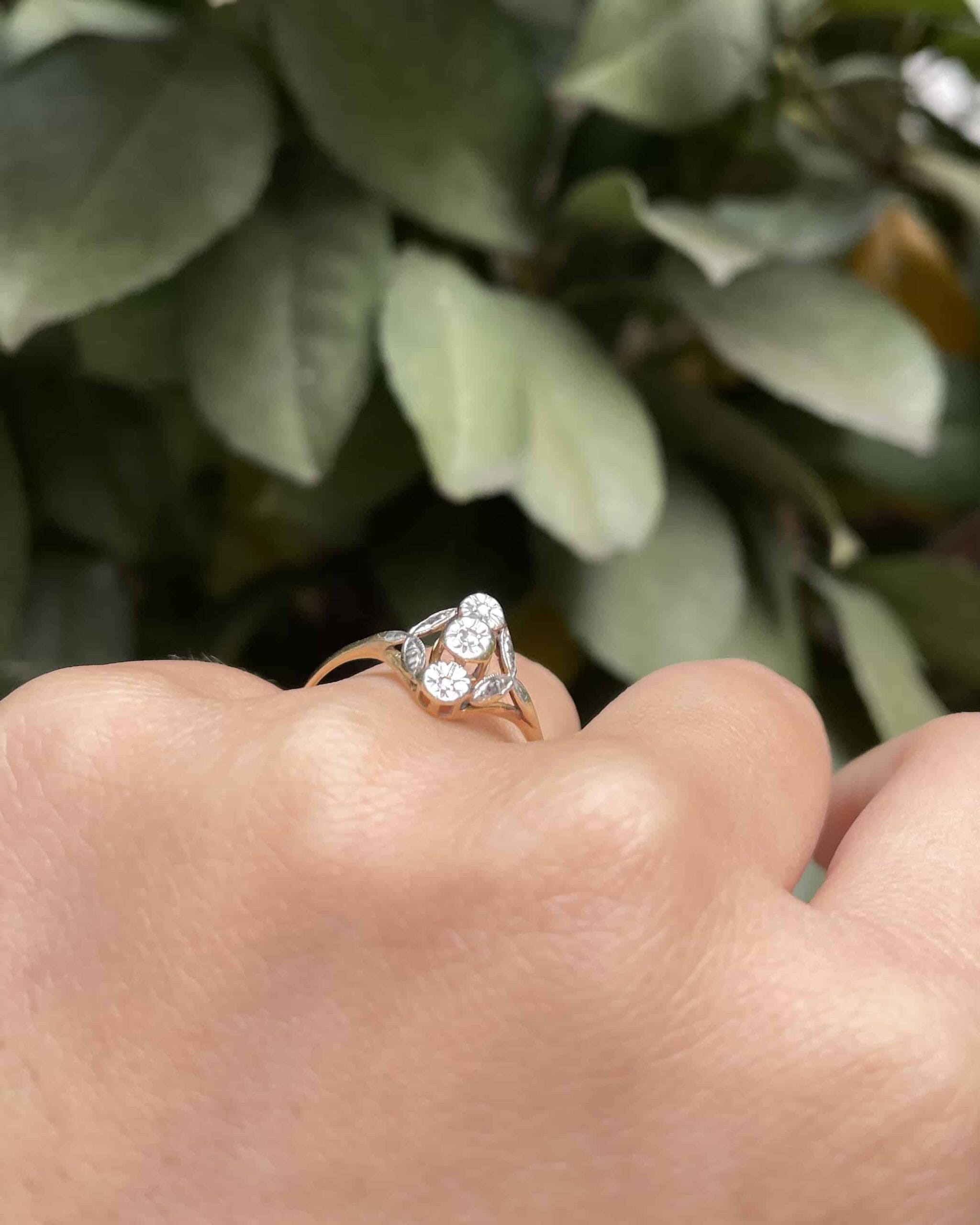 Anillo Art Déco de diamantes marquesa "Anna"