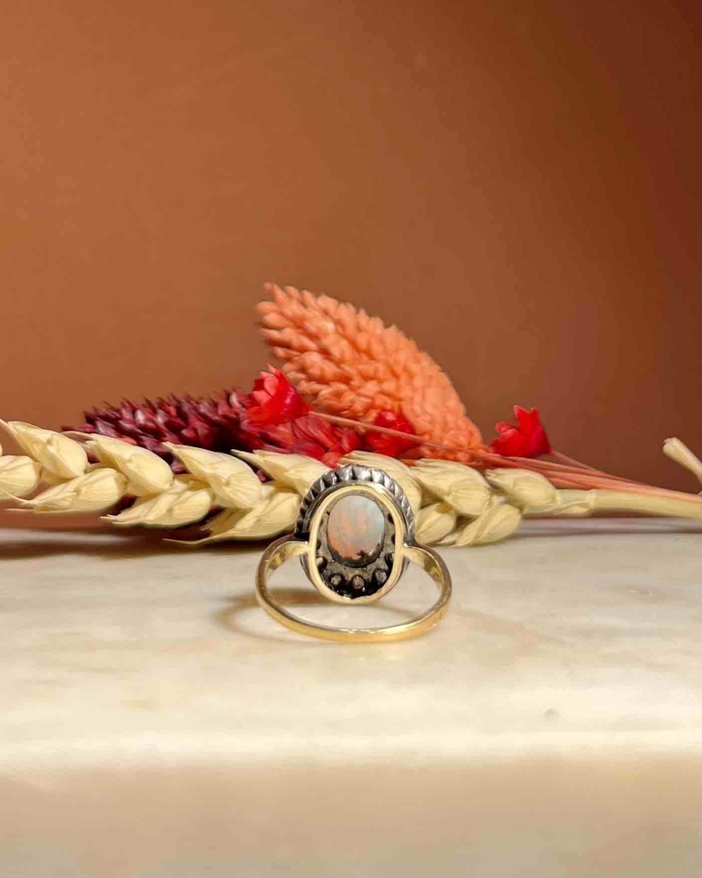 Bague ancienne Opale & Diamants "Virginia" - Elliade Paris