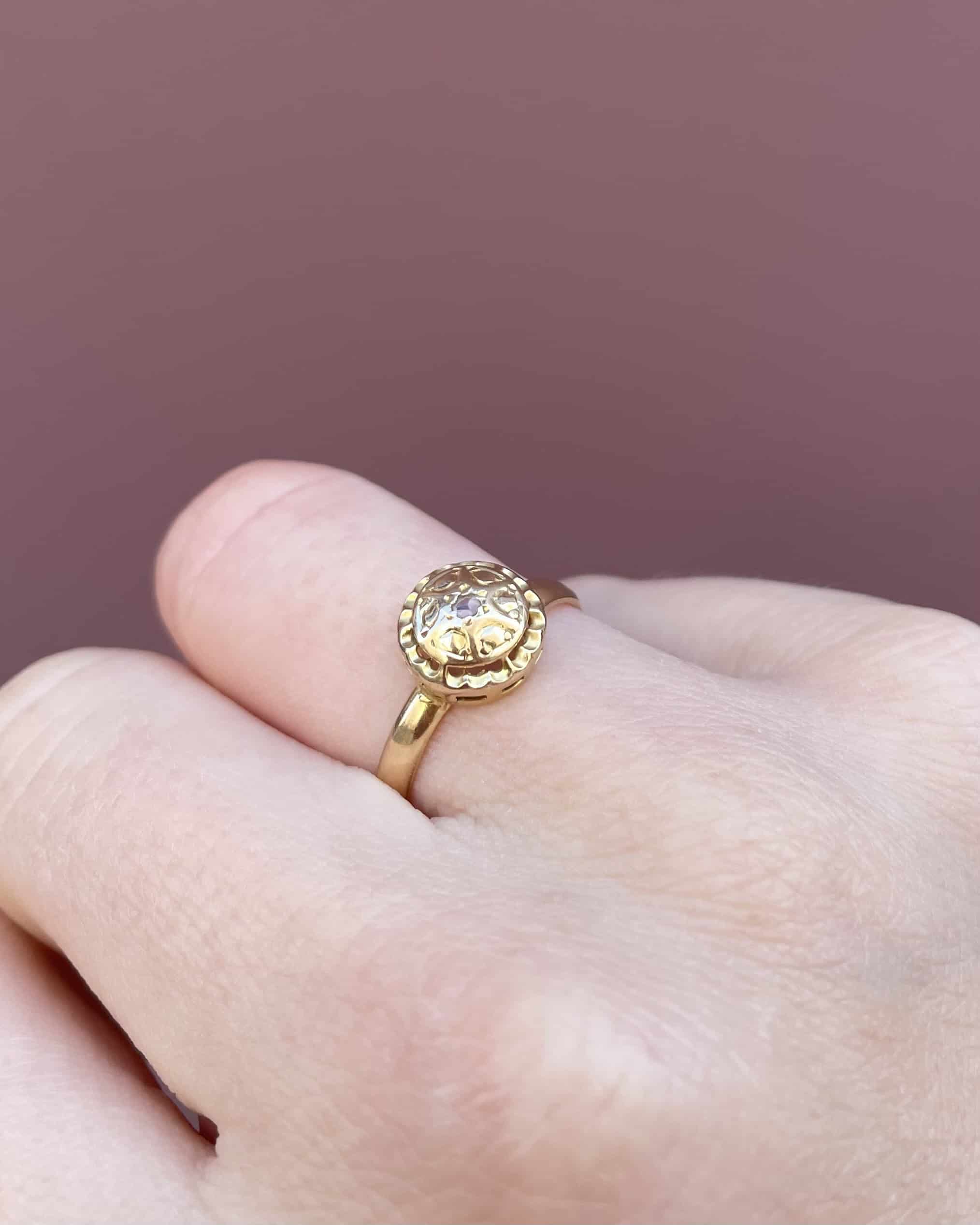 Bague Vintage Or Jaune et Diamant "Levana"