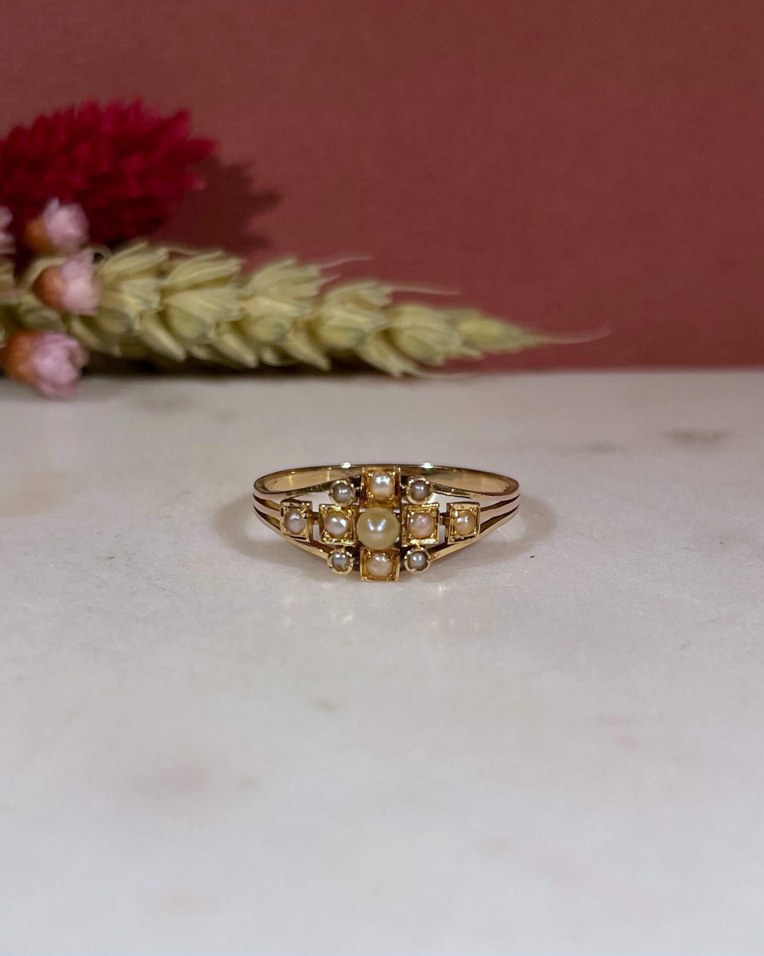19th century ring with 11 pearls "Pamela"