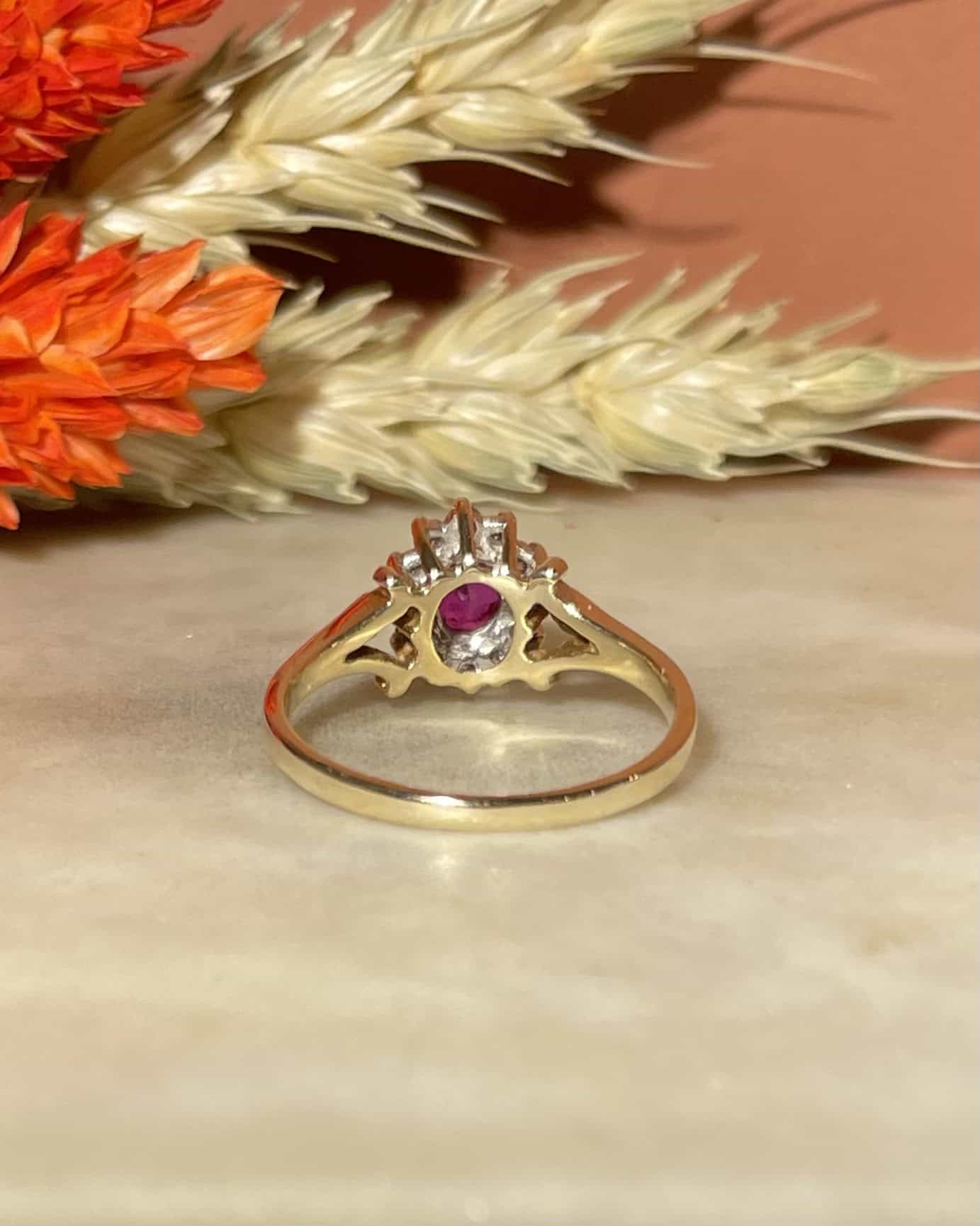 Bague Marguerite Rubis & 12 Diamants "Annamé" - Elliade Paris