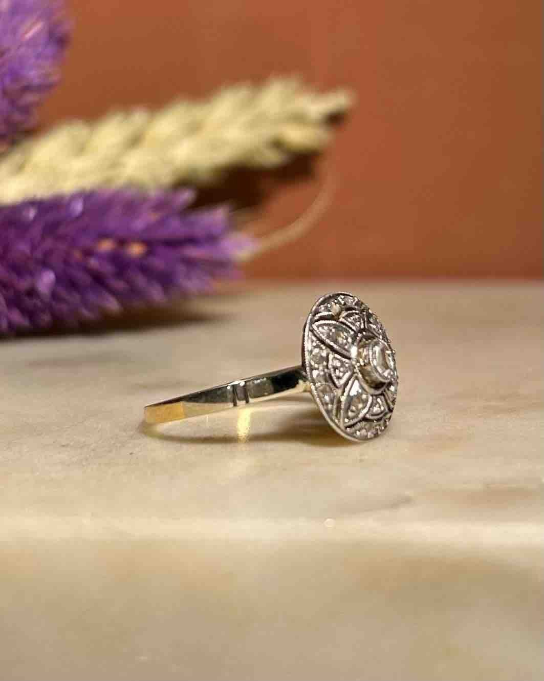 Bague Art - Déco 13 Diamants "Emeria" - Elliade Paris