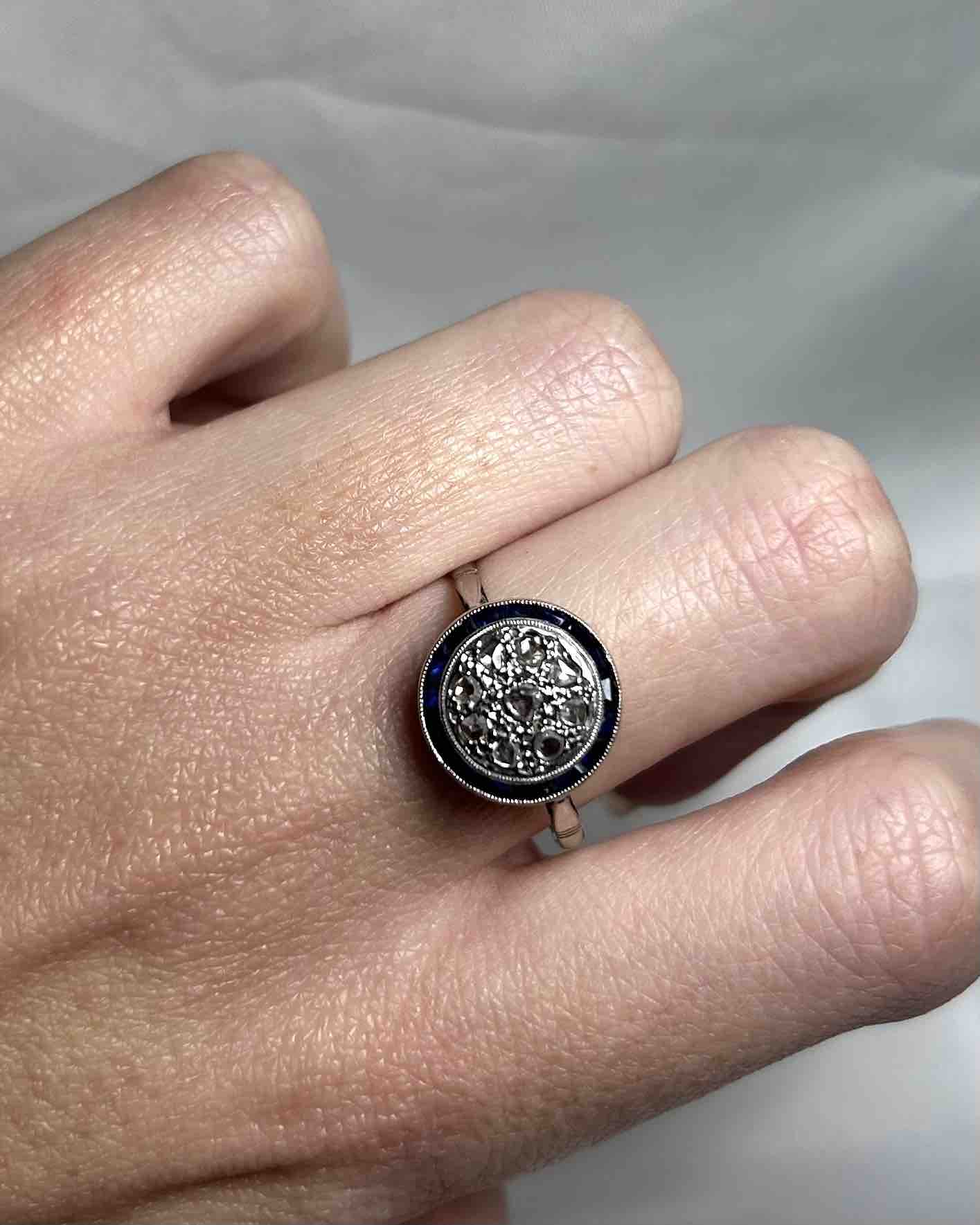 Bague Art Déco 17 Saphirs & 9 Diamants "Jacynthe" - Elliade Paris