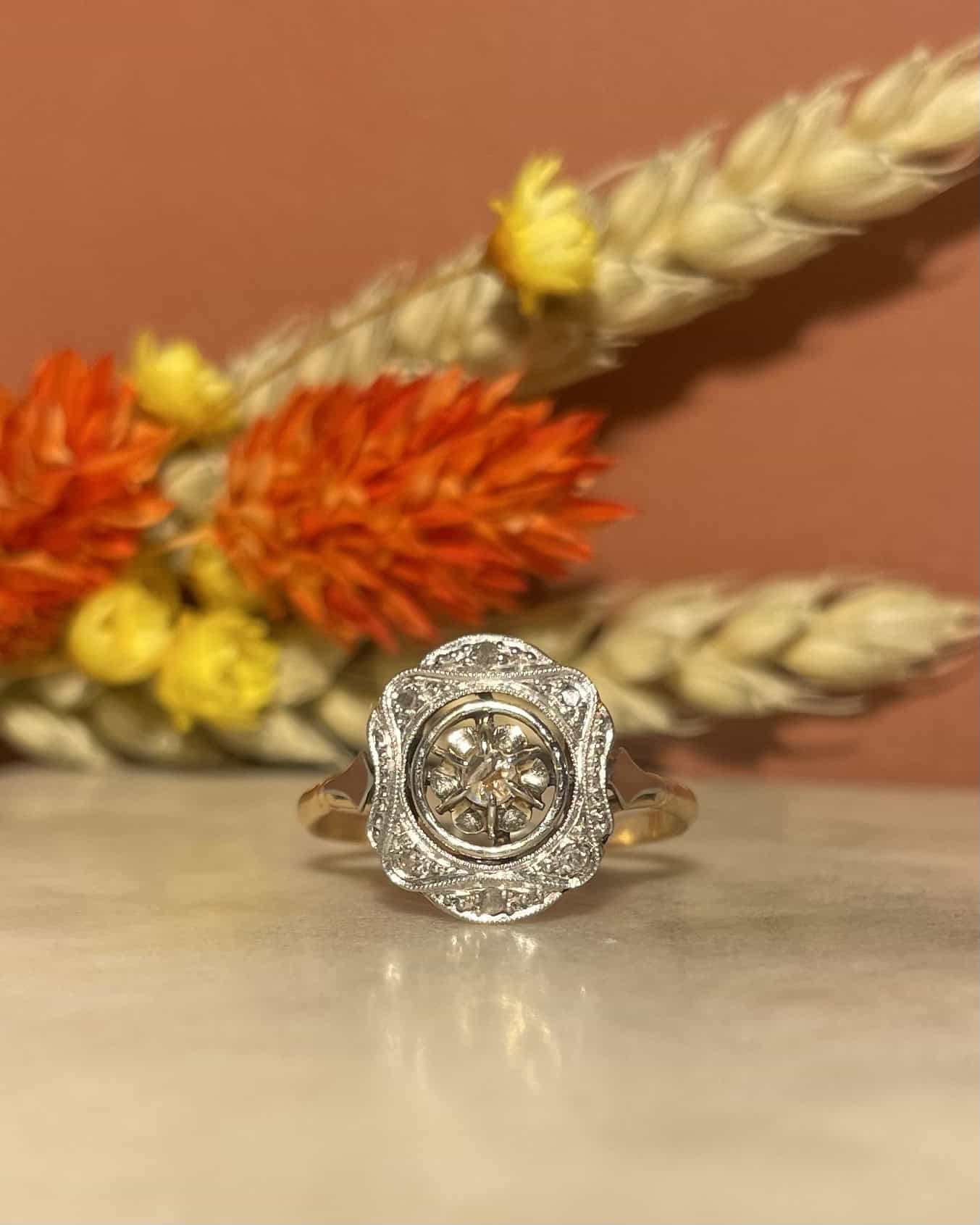 Bague Art - Déco 7 Diamants "Bérénice" - Elliade Paris