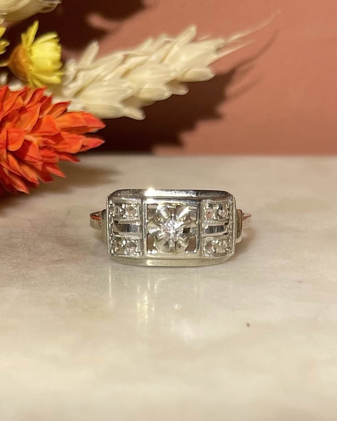 Bague Art Déco 9 Diamants "Mafalda" - Elliade Paris