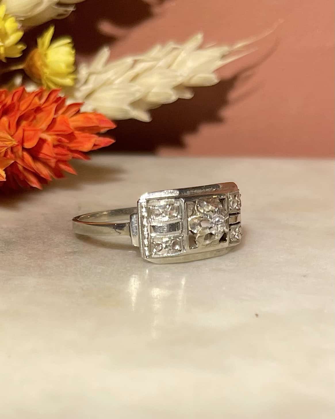 Bague Art Déco 9 Diamants "Mafalda" - Elliade Paris