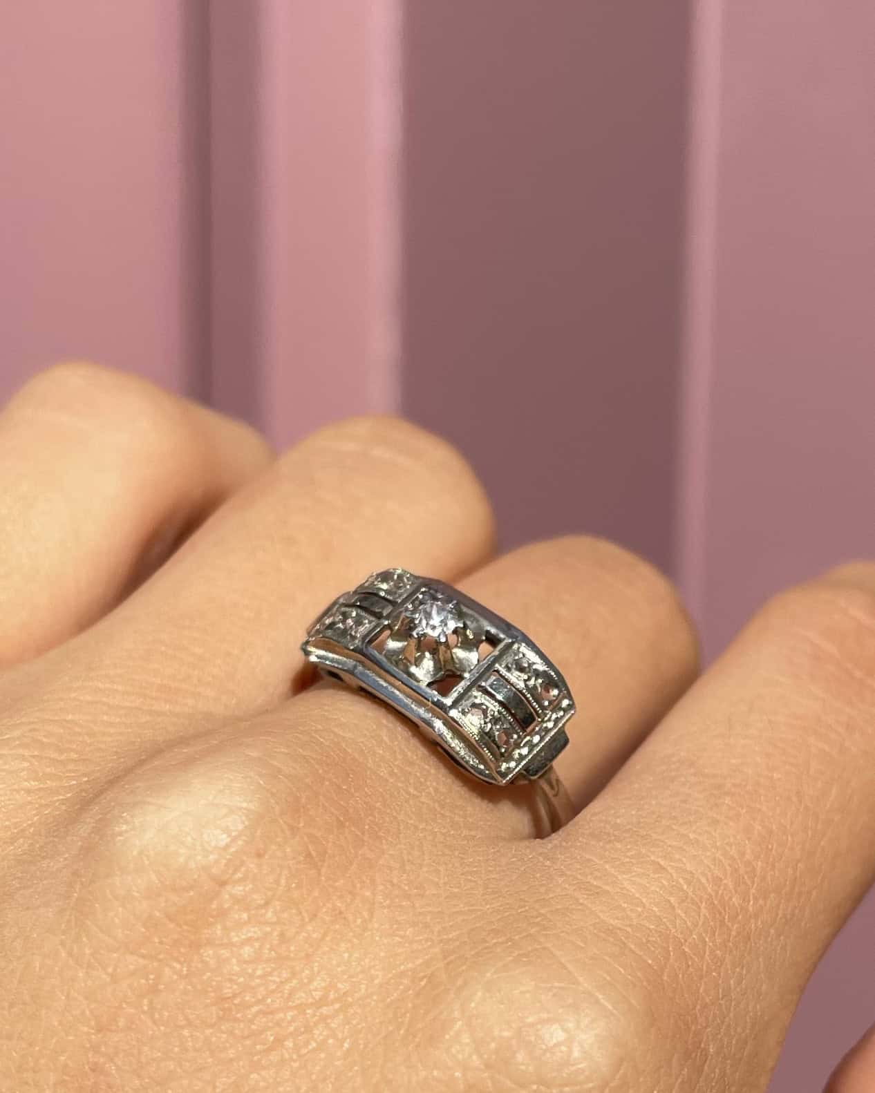 Bague Art Déco 9 Diamants "Mafalda" - Elliade Paris