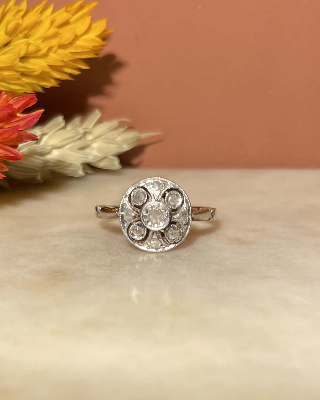 Bague Art Déco 9 Diamants "Rosemarie" - Elliade Paris