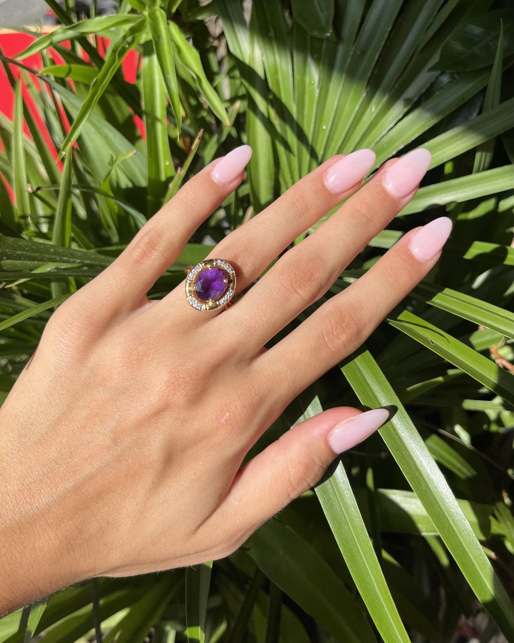 Bague Art - Déco Améthyste 4 carats & Diamants "Zéphyr" - Elliade Paris