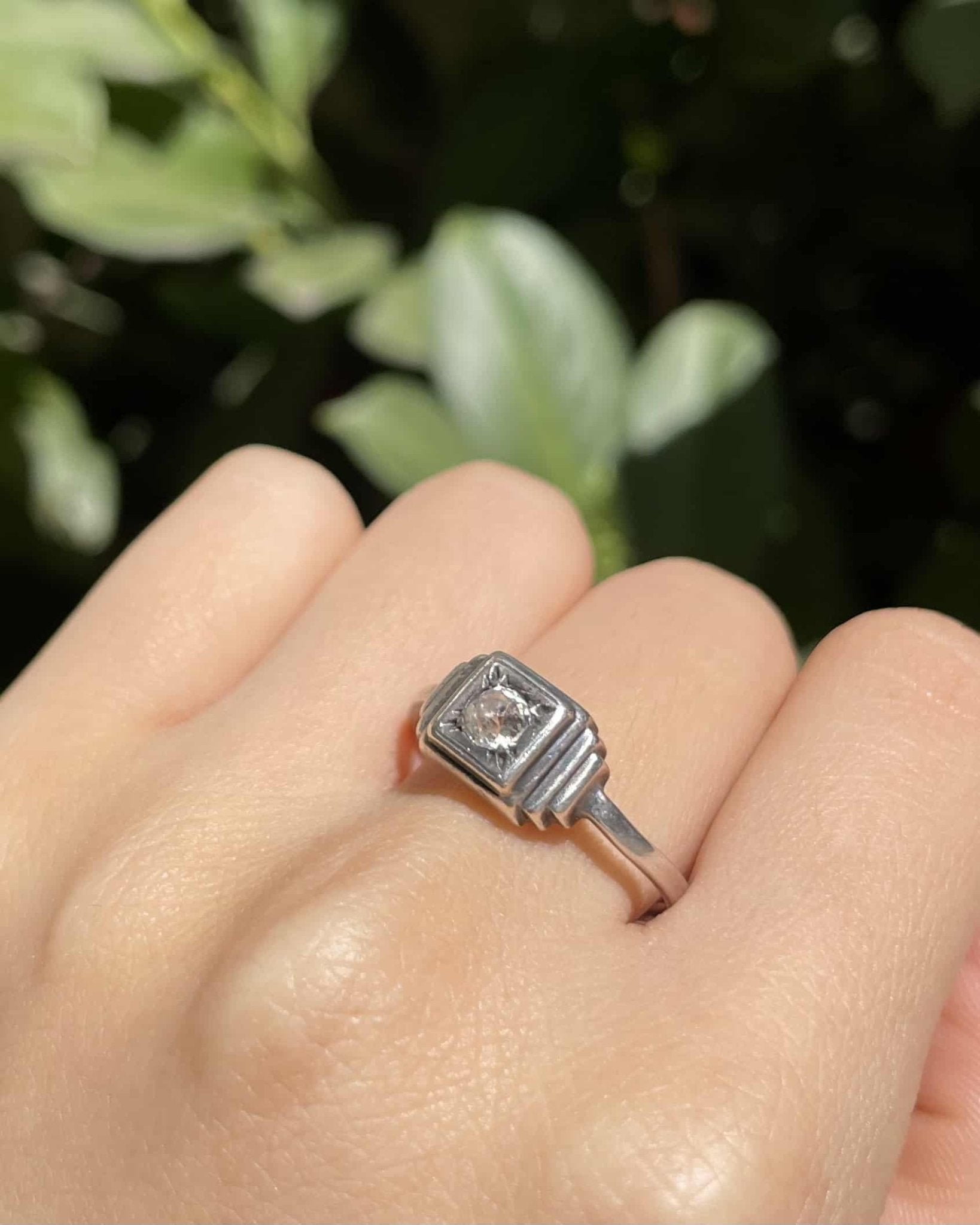 Bague Art déco Argent massif & Diamant 0.25 carat "Elliot" - Elliade Paris