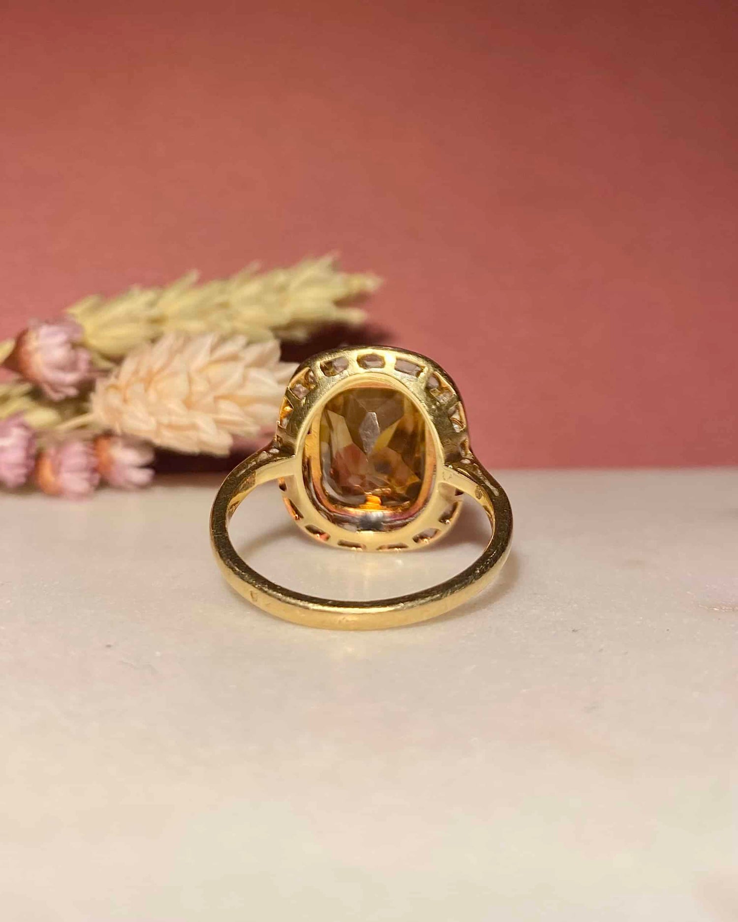 Bague Art-Déco Citrine 5 Carats & 20 Diamants "Celina"