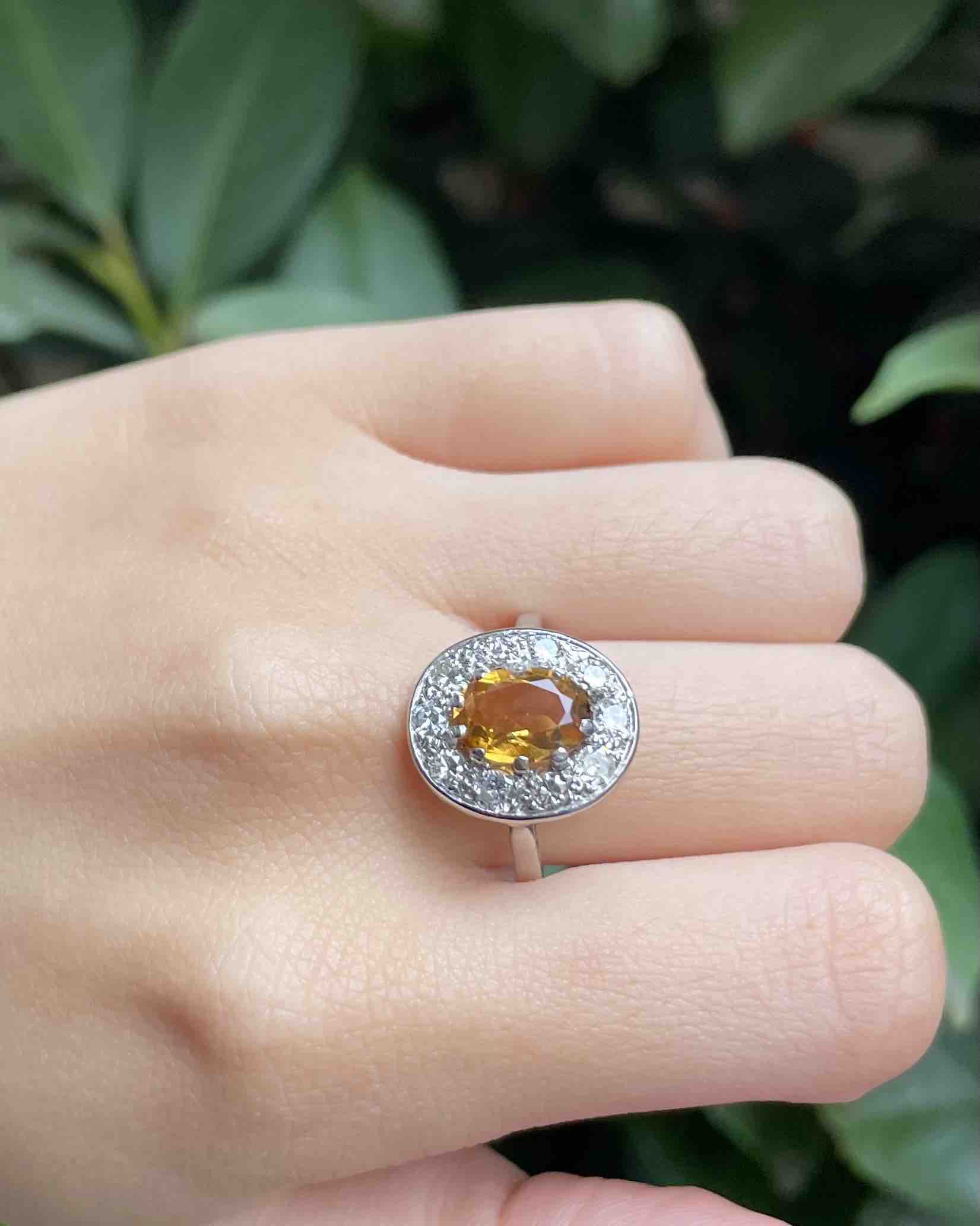 Bague Art-Déco Citrine 1 Carat & 10 Diamants "Eliza"
