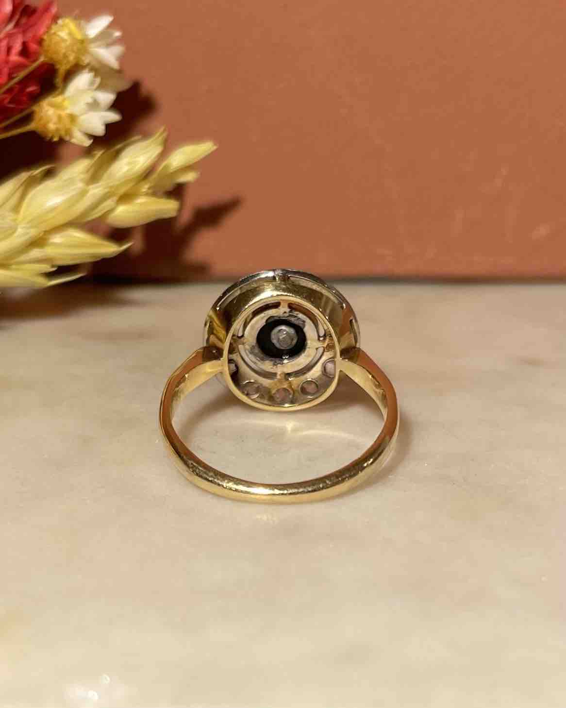 Bague Art-Déco Vintage Onyx & Diamants "Rowey"