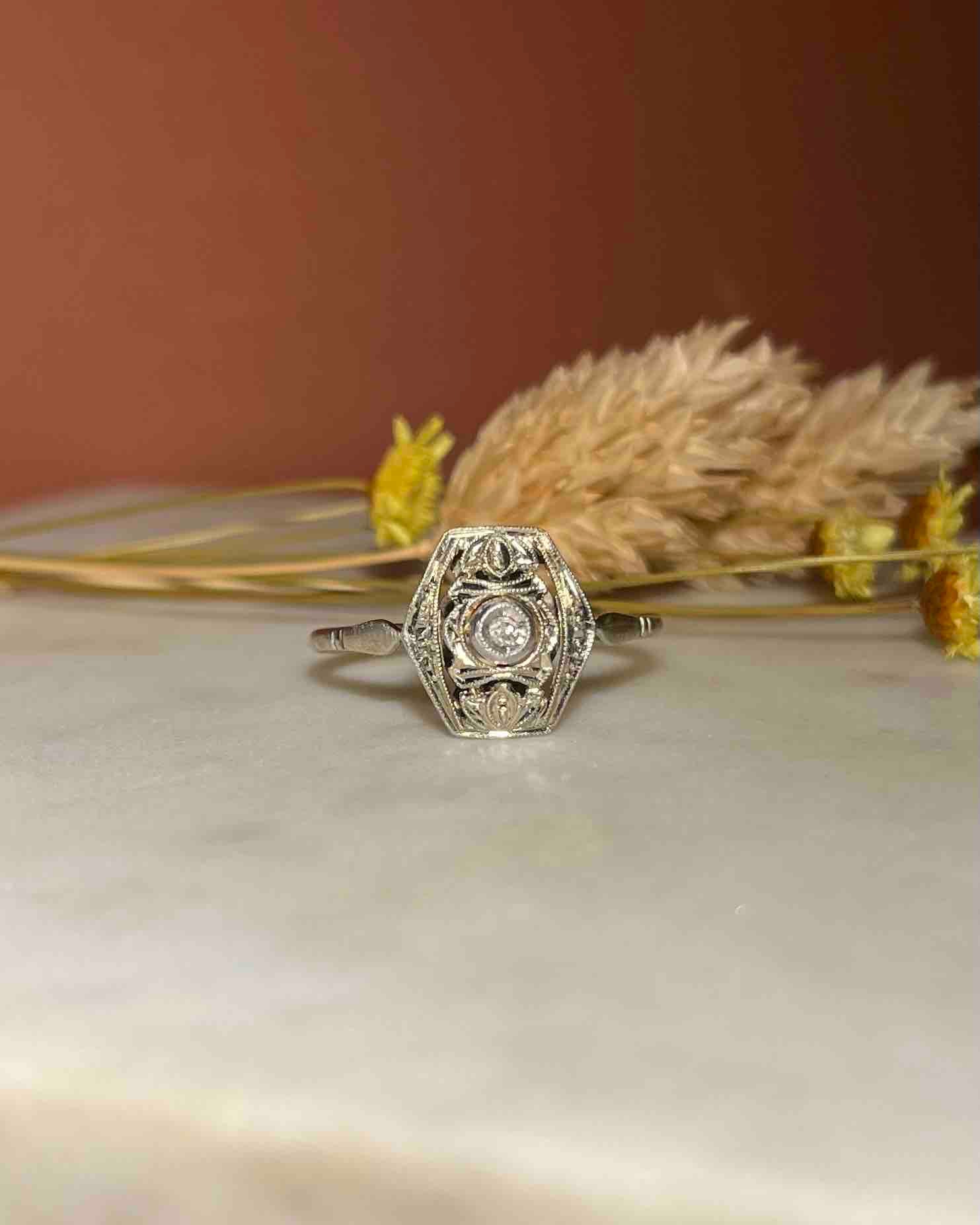 Bague Art - déco Diamant vintage "Kacie" - Elliade Paris