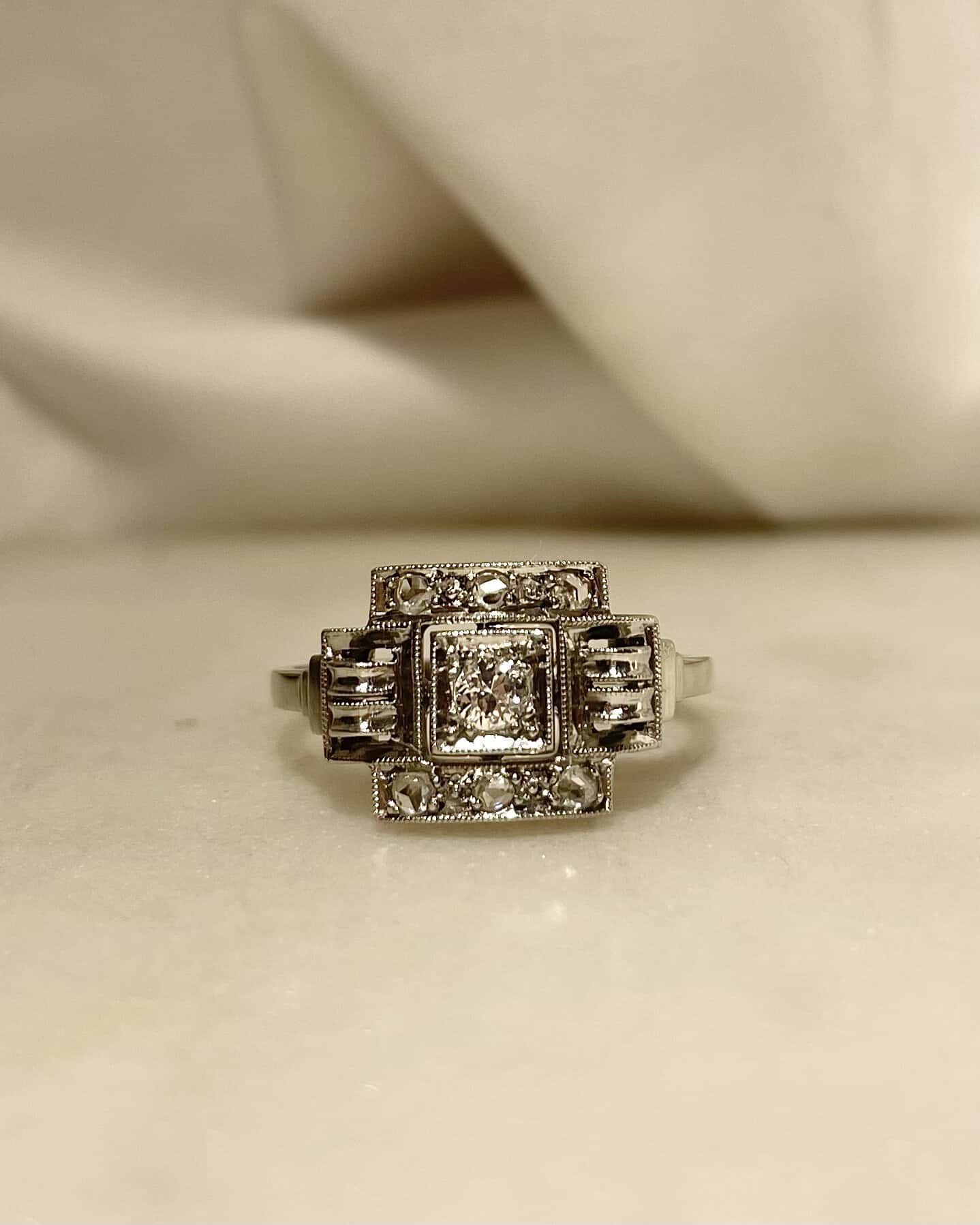 Bague Art - Déco Diamants 0.13 carat "Blanche" - Elliade Paris