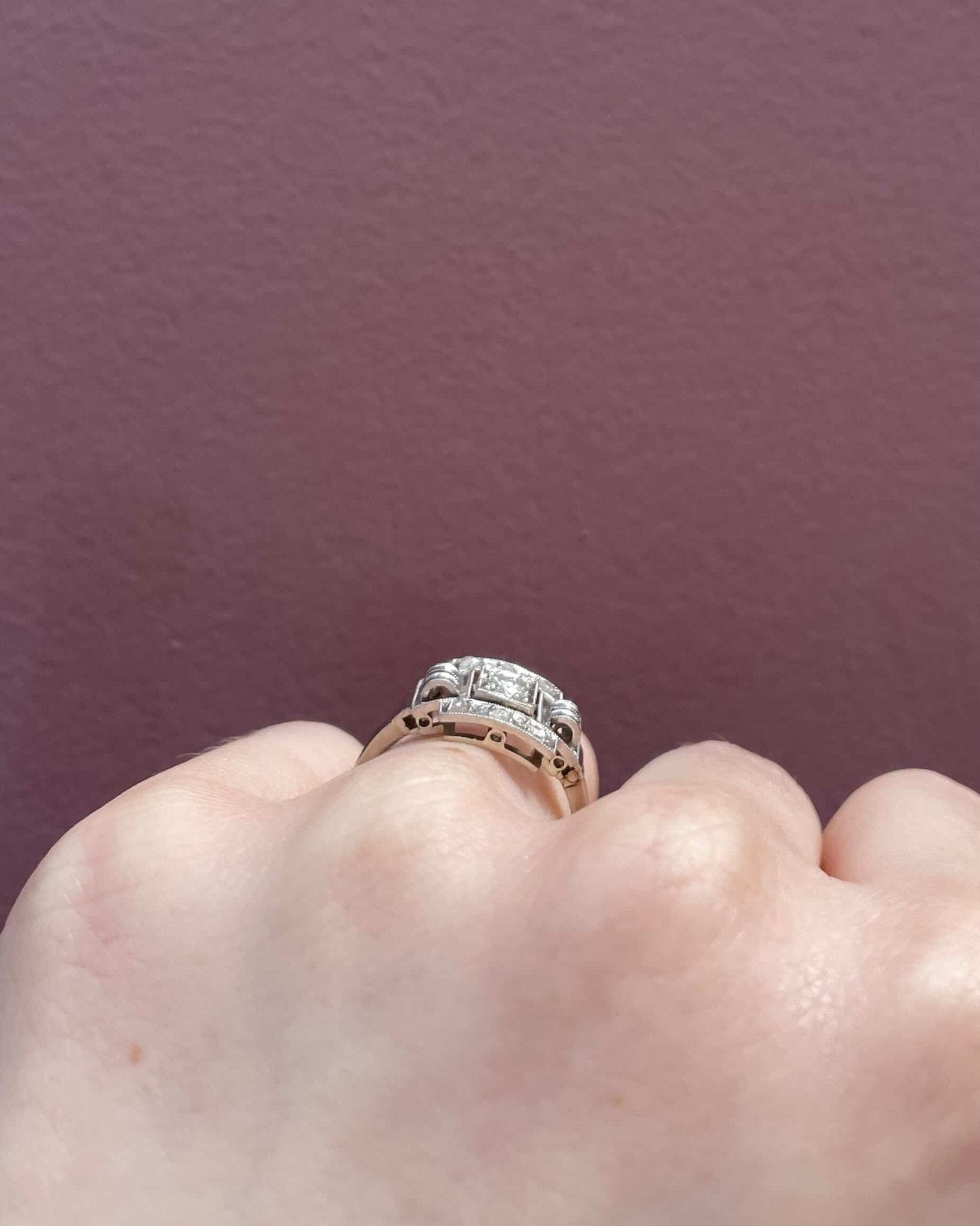 Bague Art - Déco Diamants 0.13 carat "Blanche" - Elliade Paris