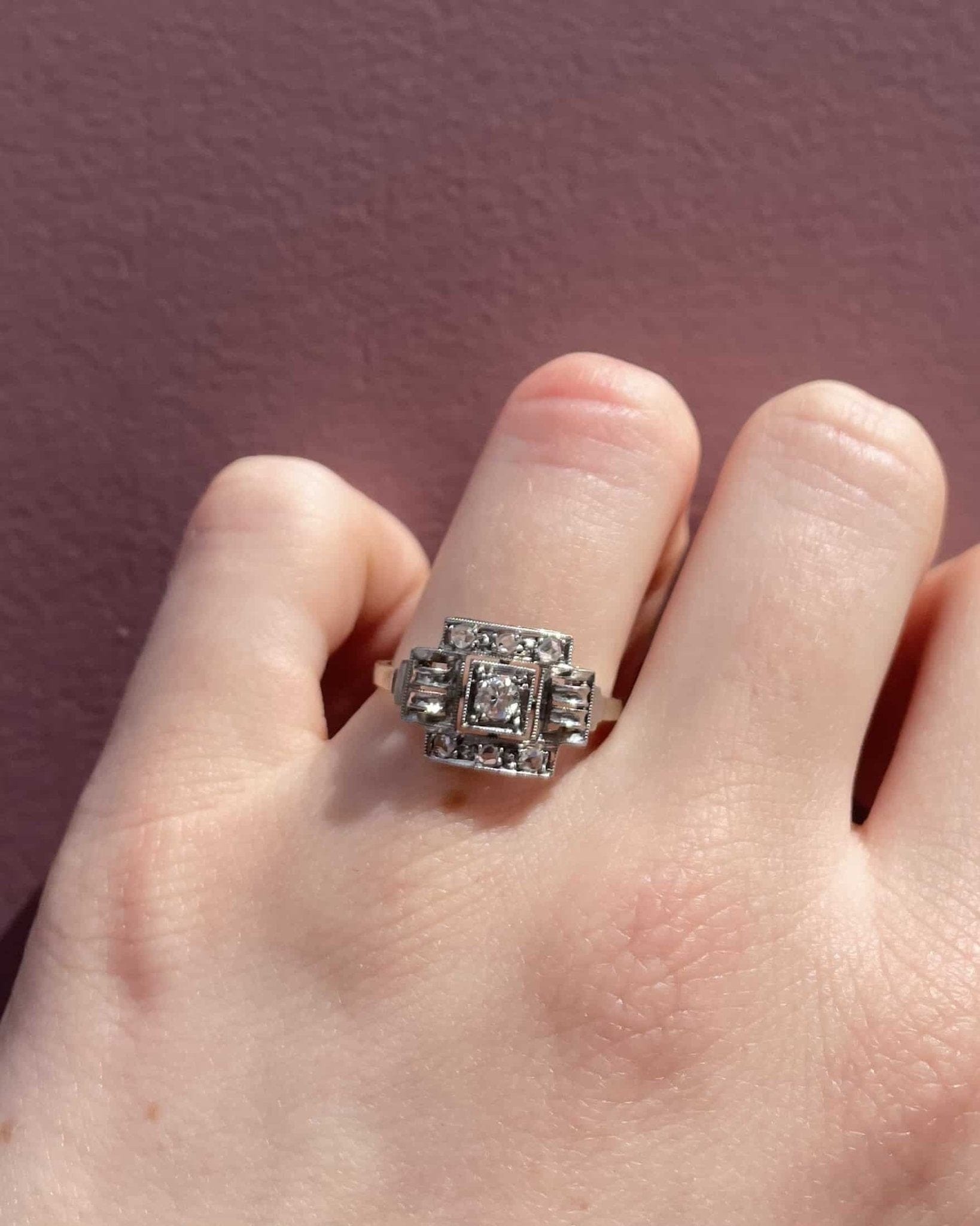 Bague Art - Déco Diamants 0.13 carat "Blanche" - Elliade Paris