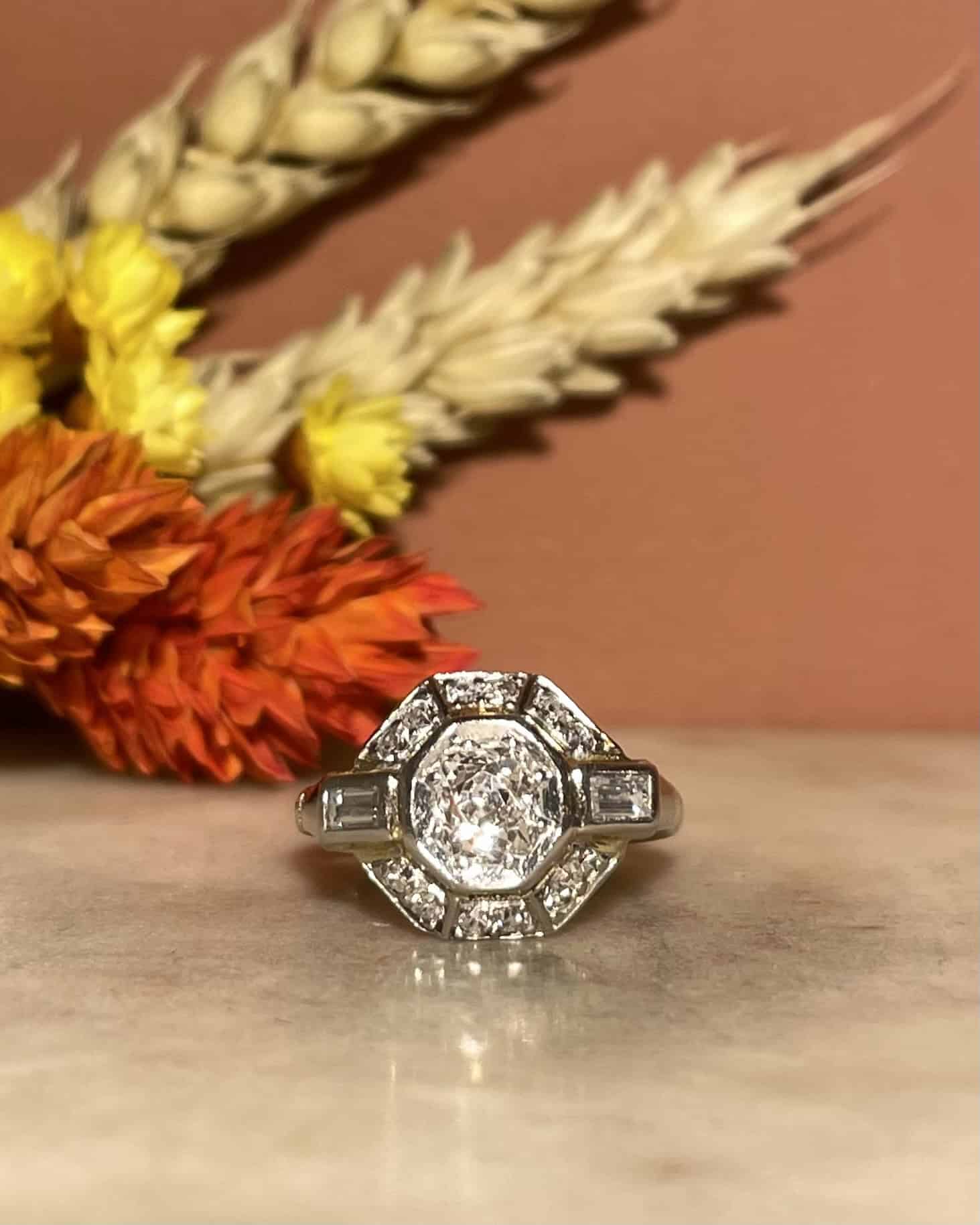 Bague Art - déco Diamants 0.92 carat "Lohan" - Elliade Paris