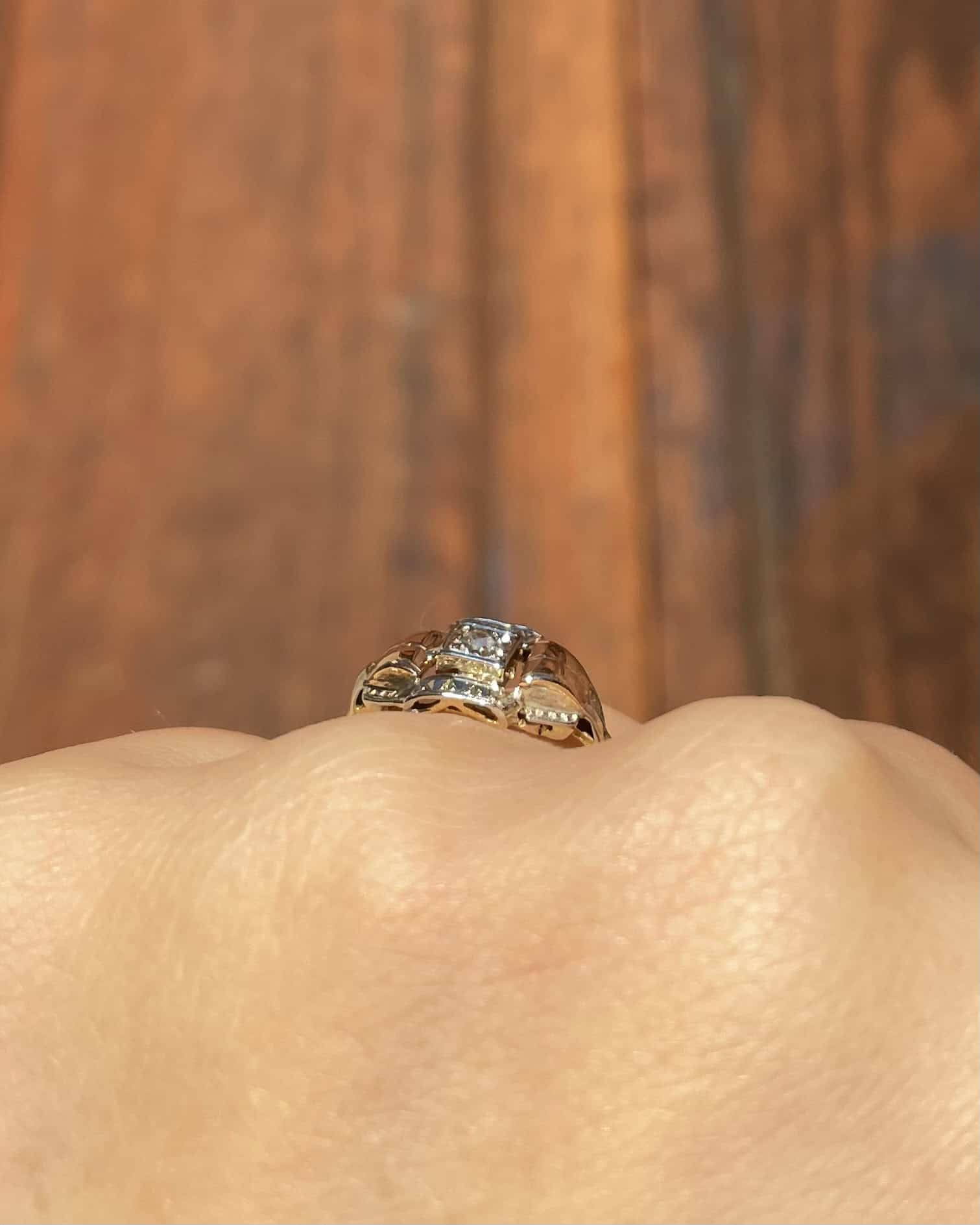 "Asiya" Art Deco Diamond Tank Ring