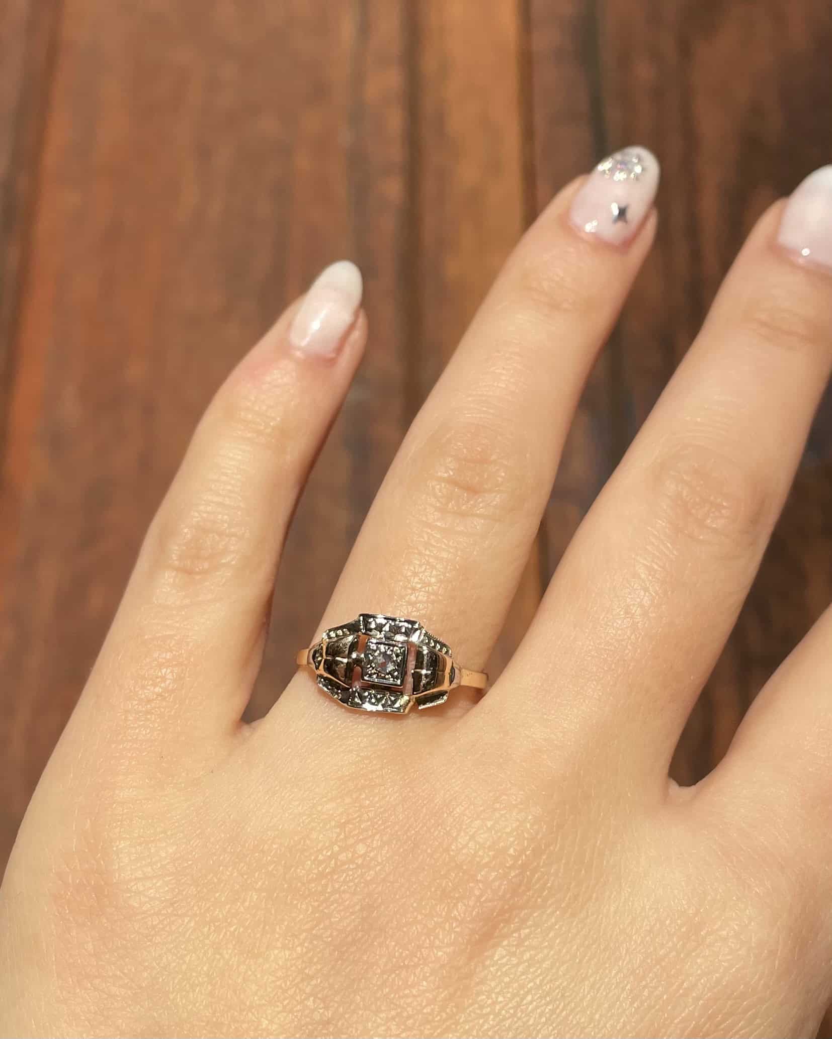 "Asiya" Art Deco Diamond Tank Ring