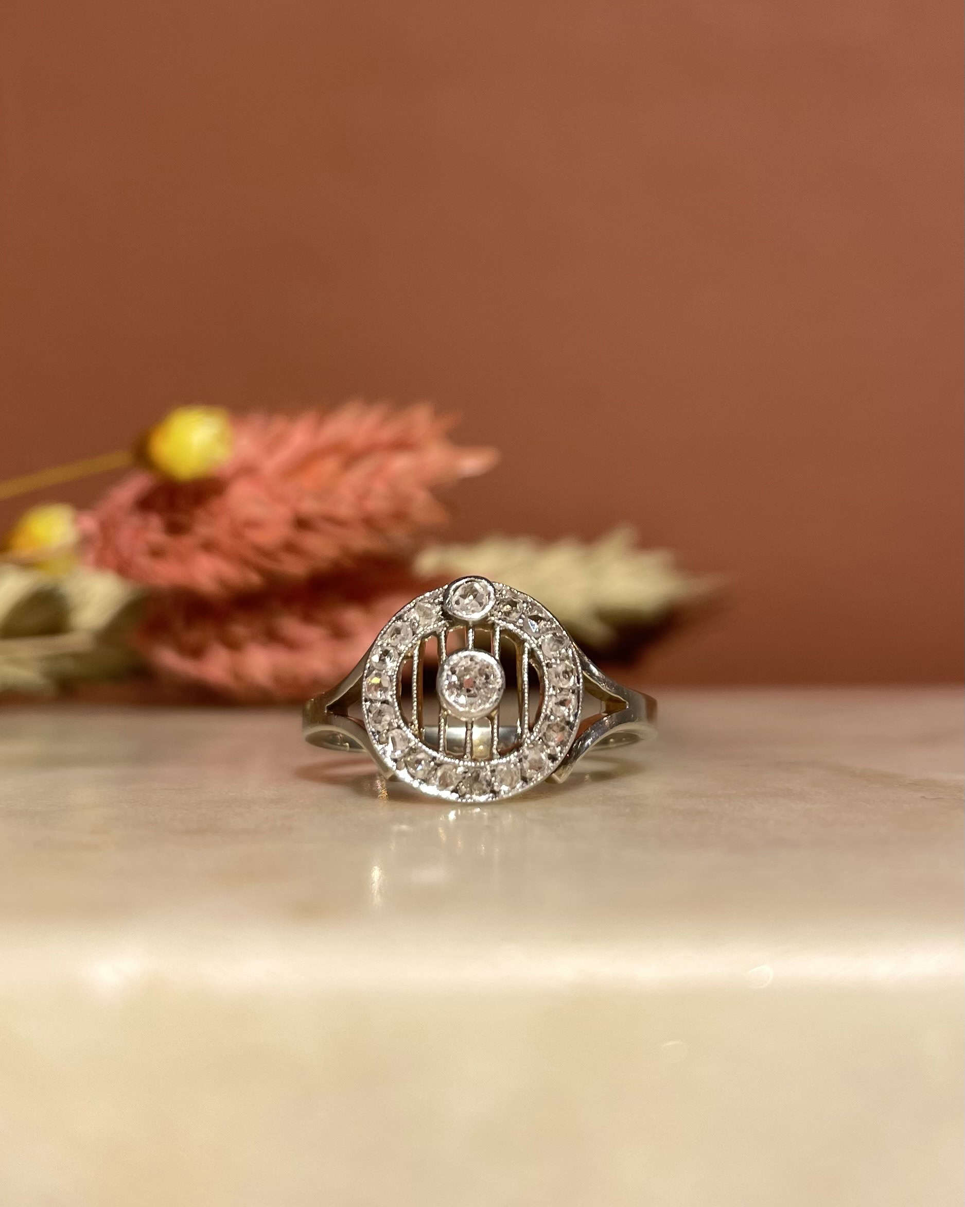 Art Deco 19 Diamond "Autumn" Ring
