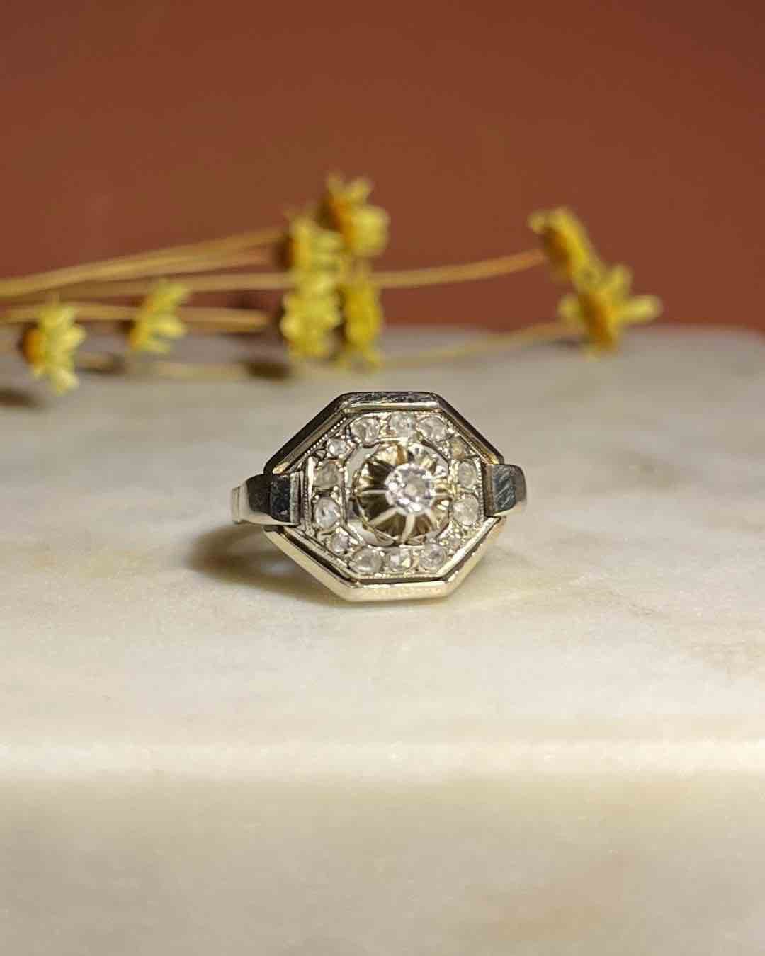 Bague Art - Déco Diamants "Gaïa" - Elliade Paris