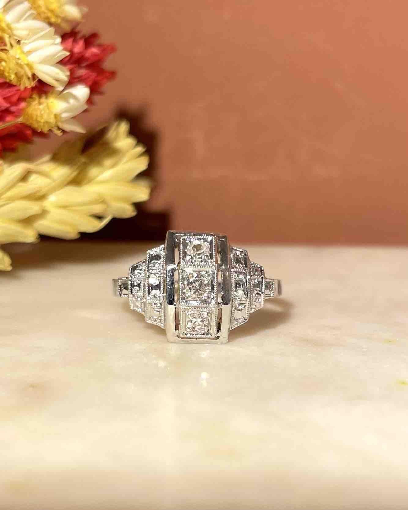 Bague Art - déco Diamants "Jess" - Elliade Paris