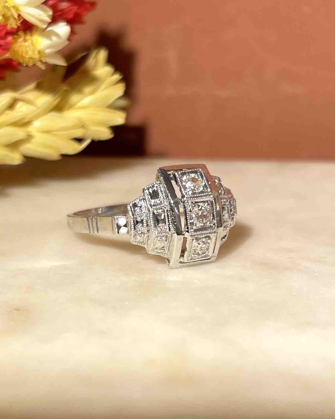 Bague Art - déco Diamants "Jess" - Elliade Paris