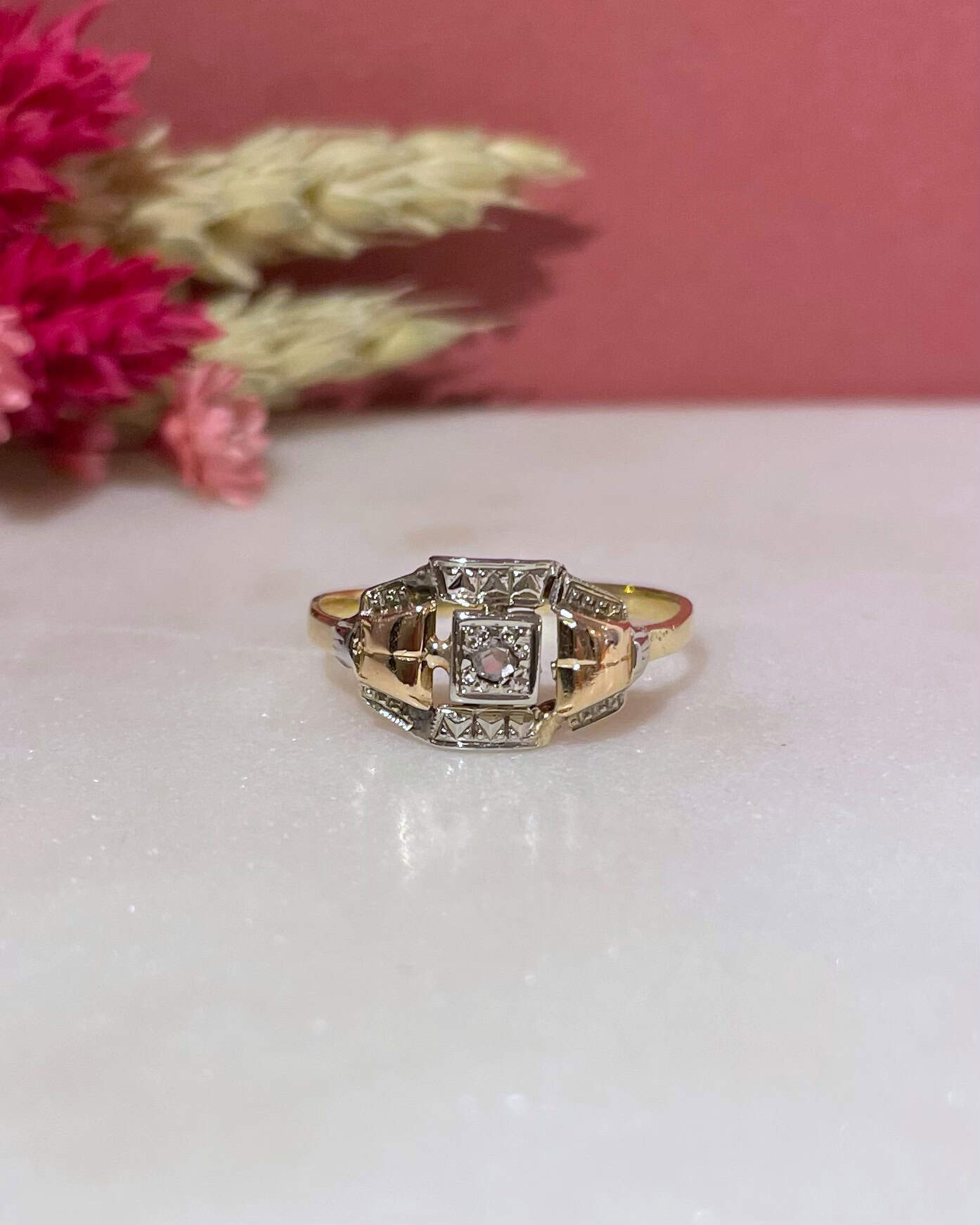 "Asiya" Art Deco Diamond Tank Ring