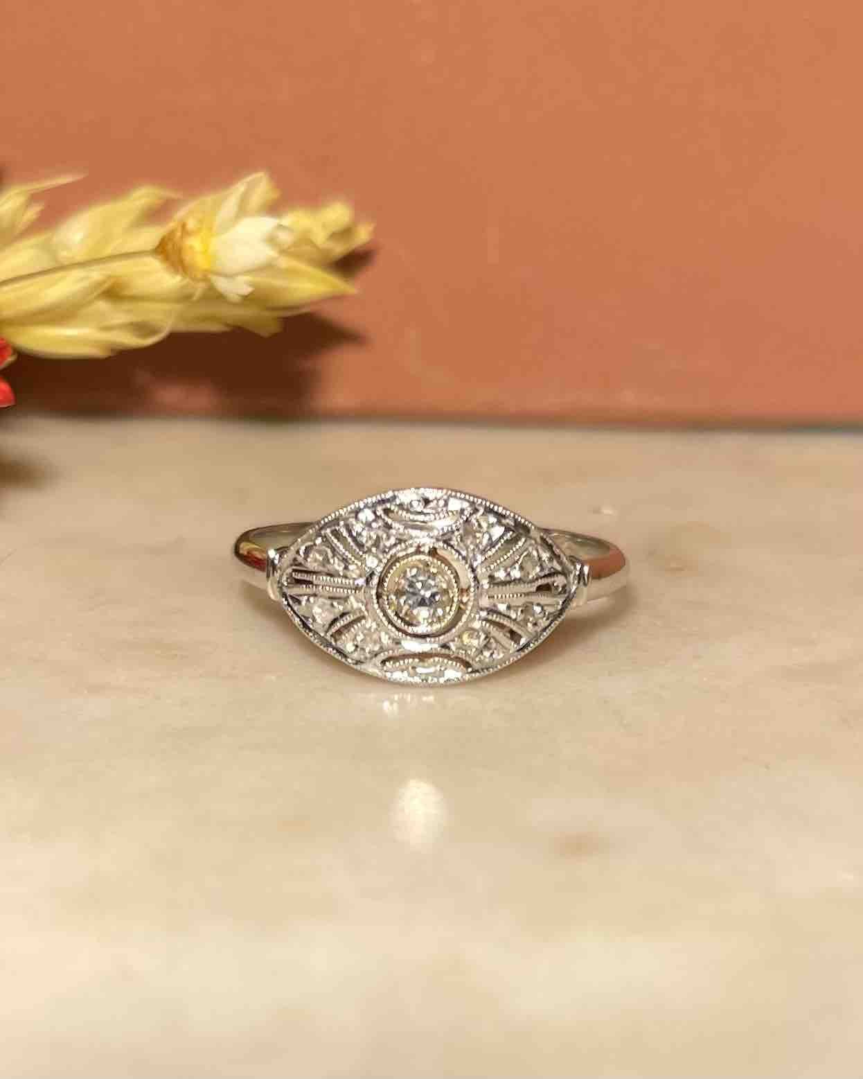 Bague Art - Déco Diamants "Swan" - Elliade Paris