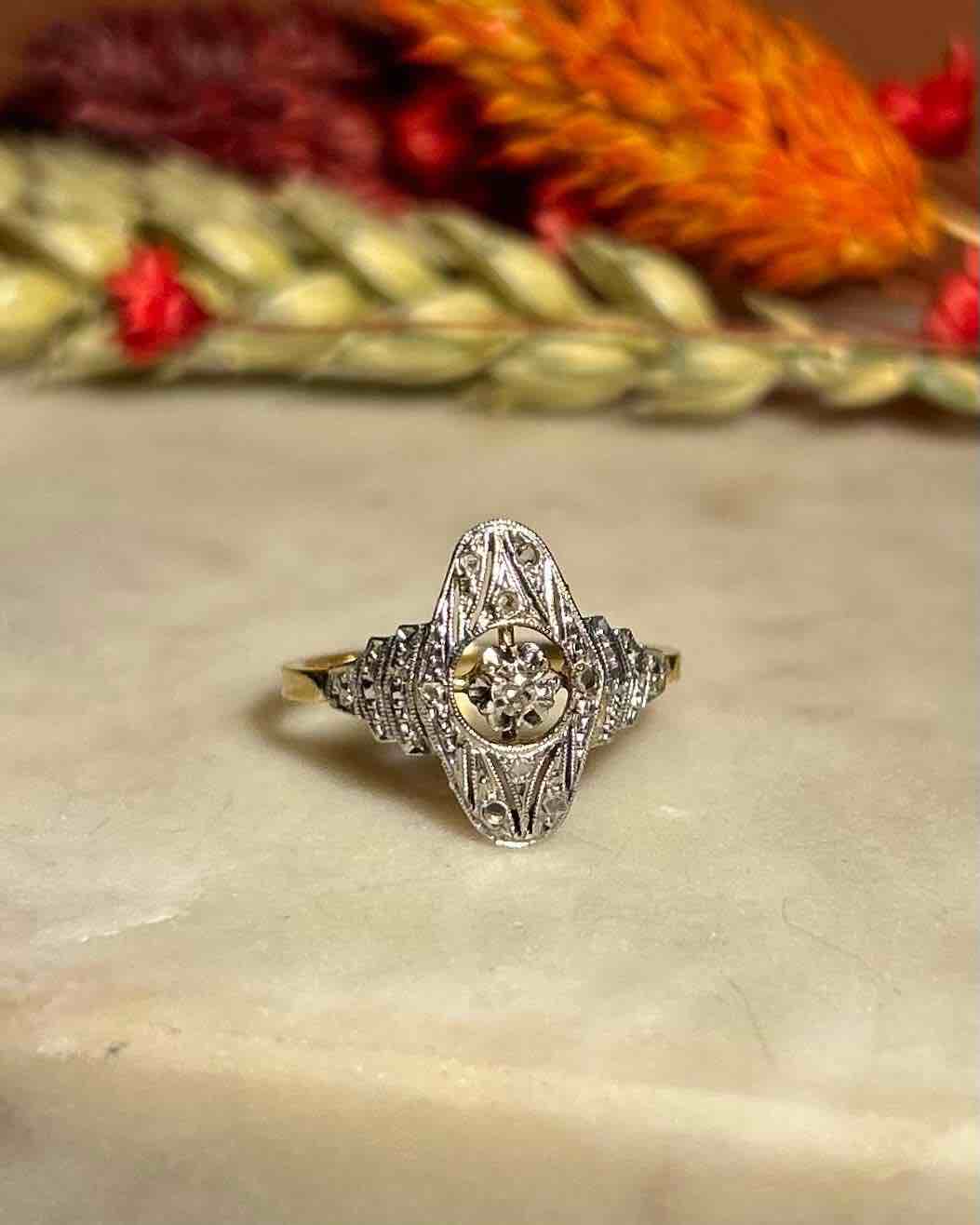 Bague Art - déco Diamants Vintage "Hortense" - Elliade Paris